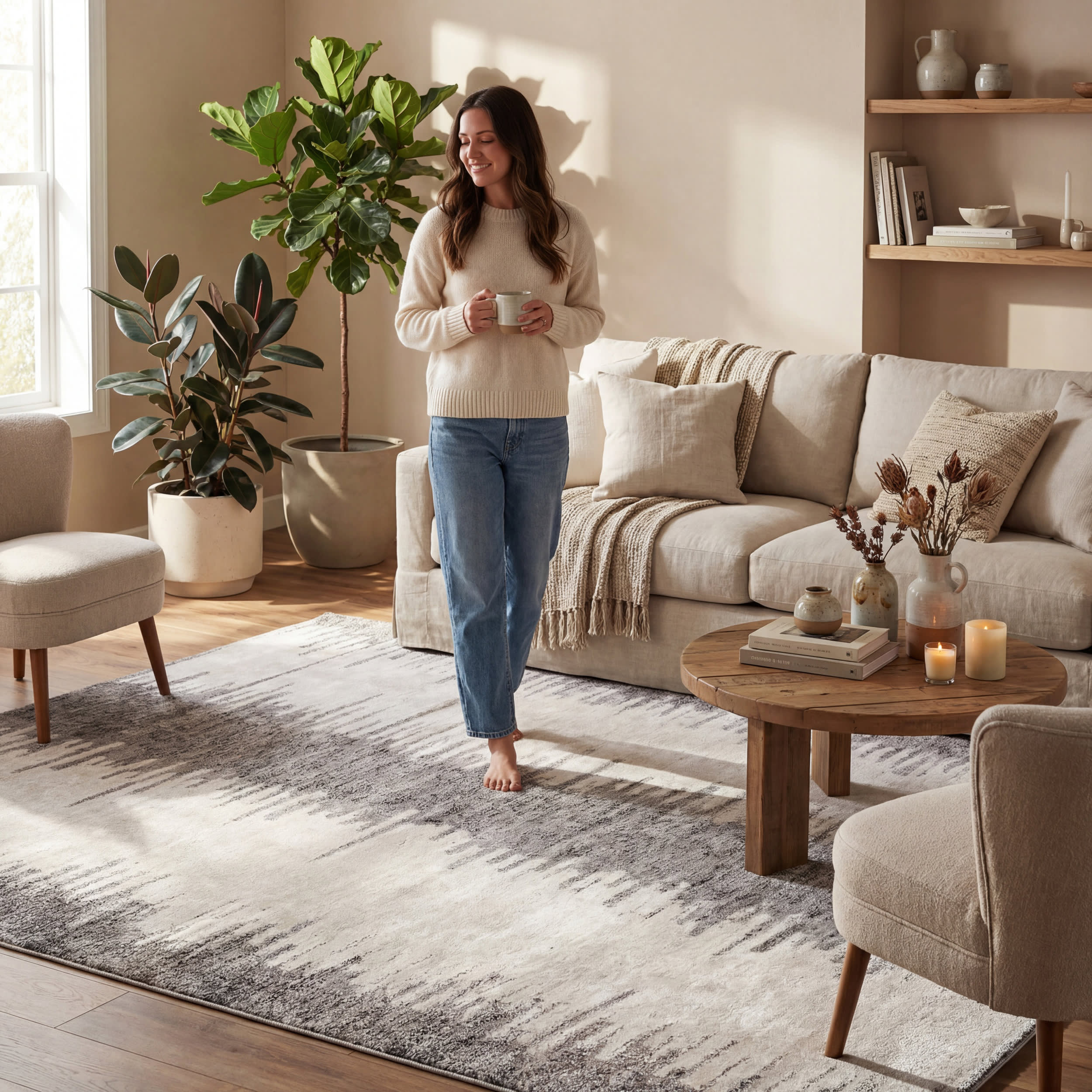 Fauzi Bohemian Washable Rug | Ivory - Image 9