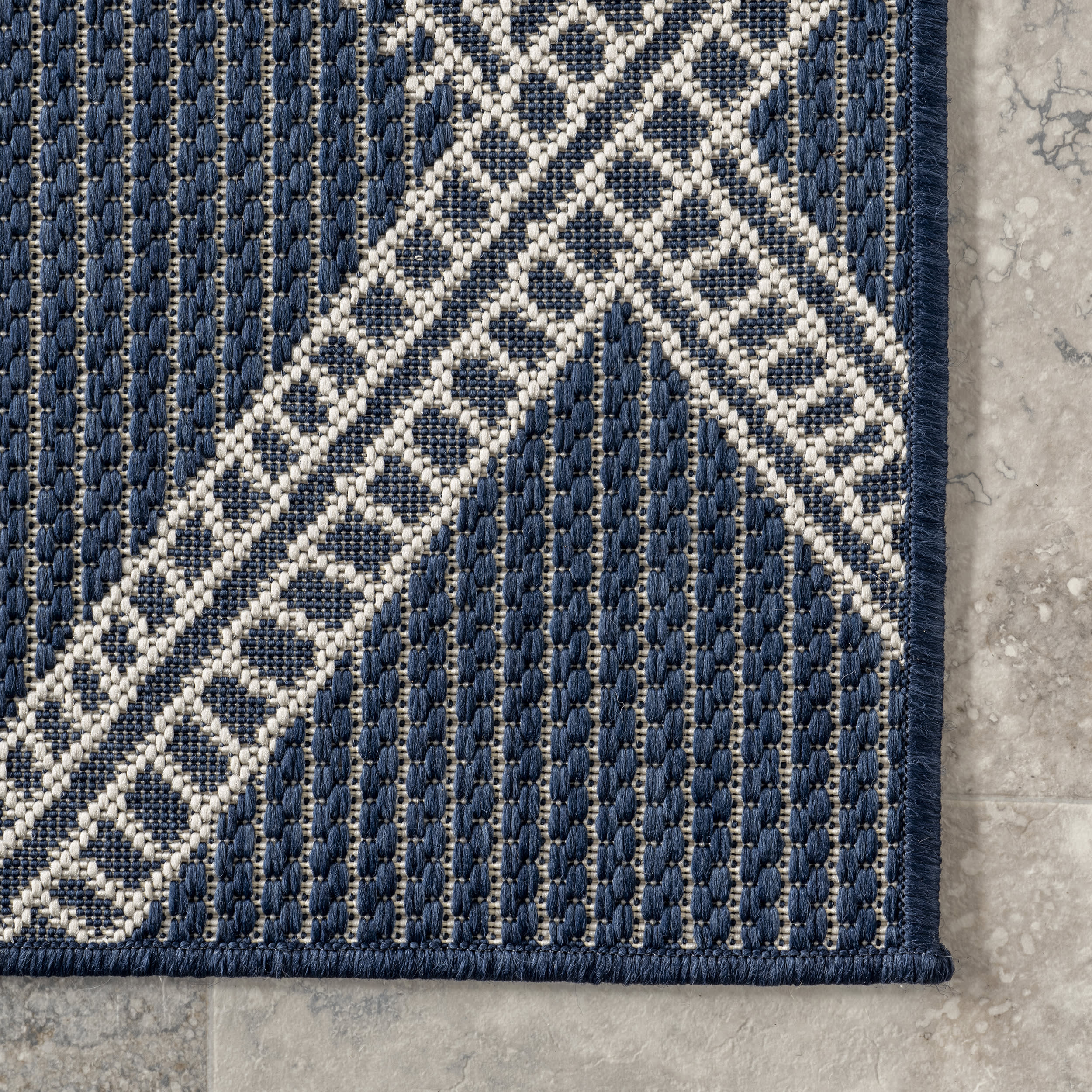 Favianna Indoor/Outdoor Trellis Rug | Navy - Image 3