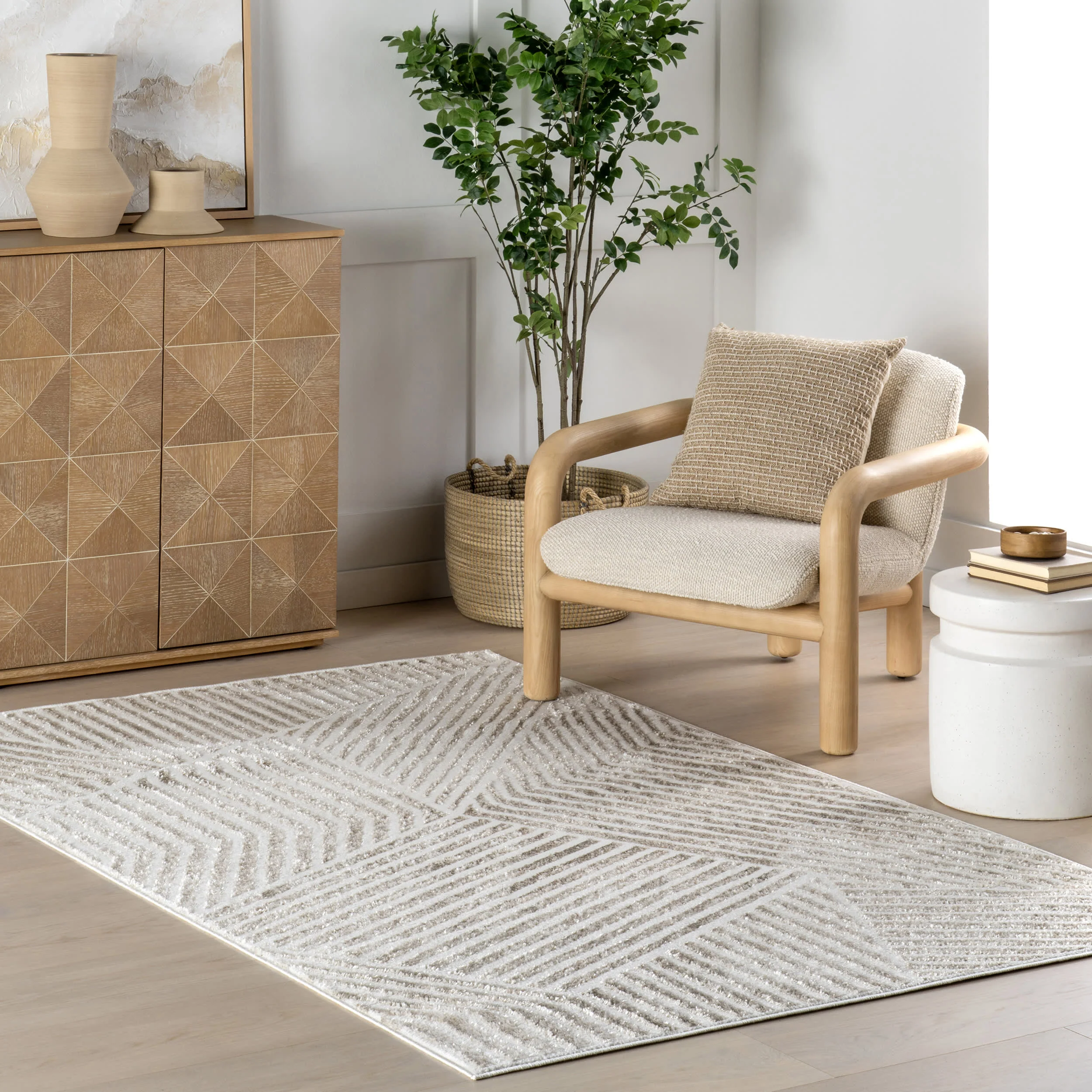 Faya Geometric Rug | Beige - Image 2