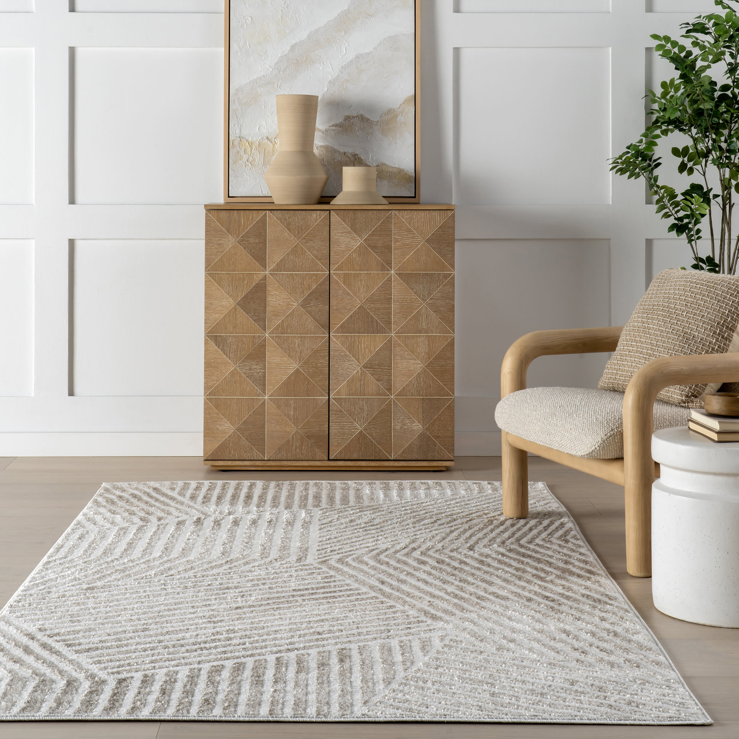 Faya Geometric Rug | Beige - Image 5