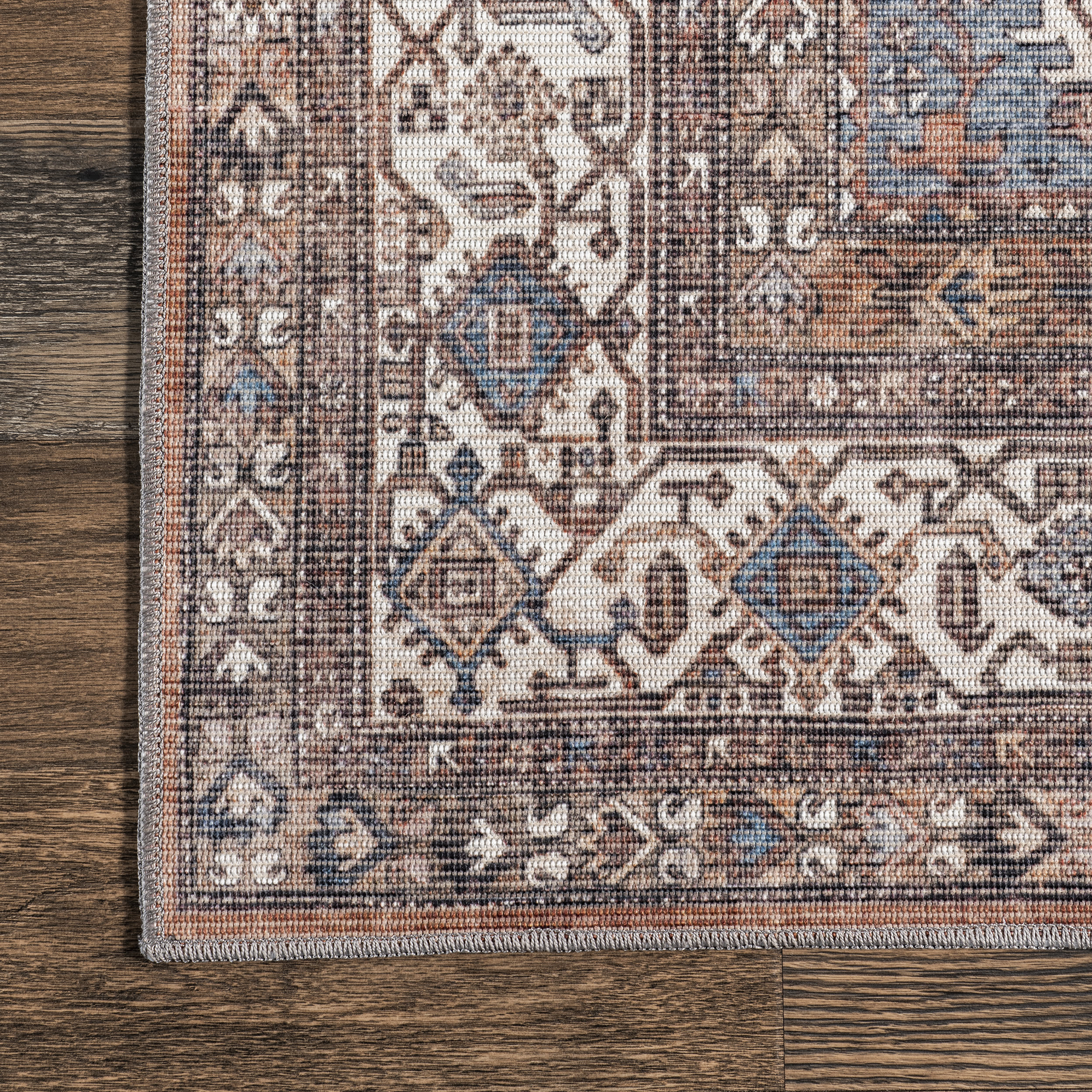 Faydra Traditional Medallion Washable Rug | Light Rust - Image 3