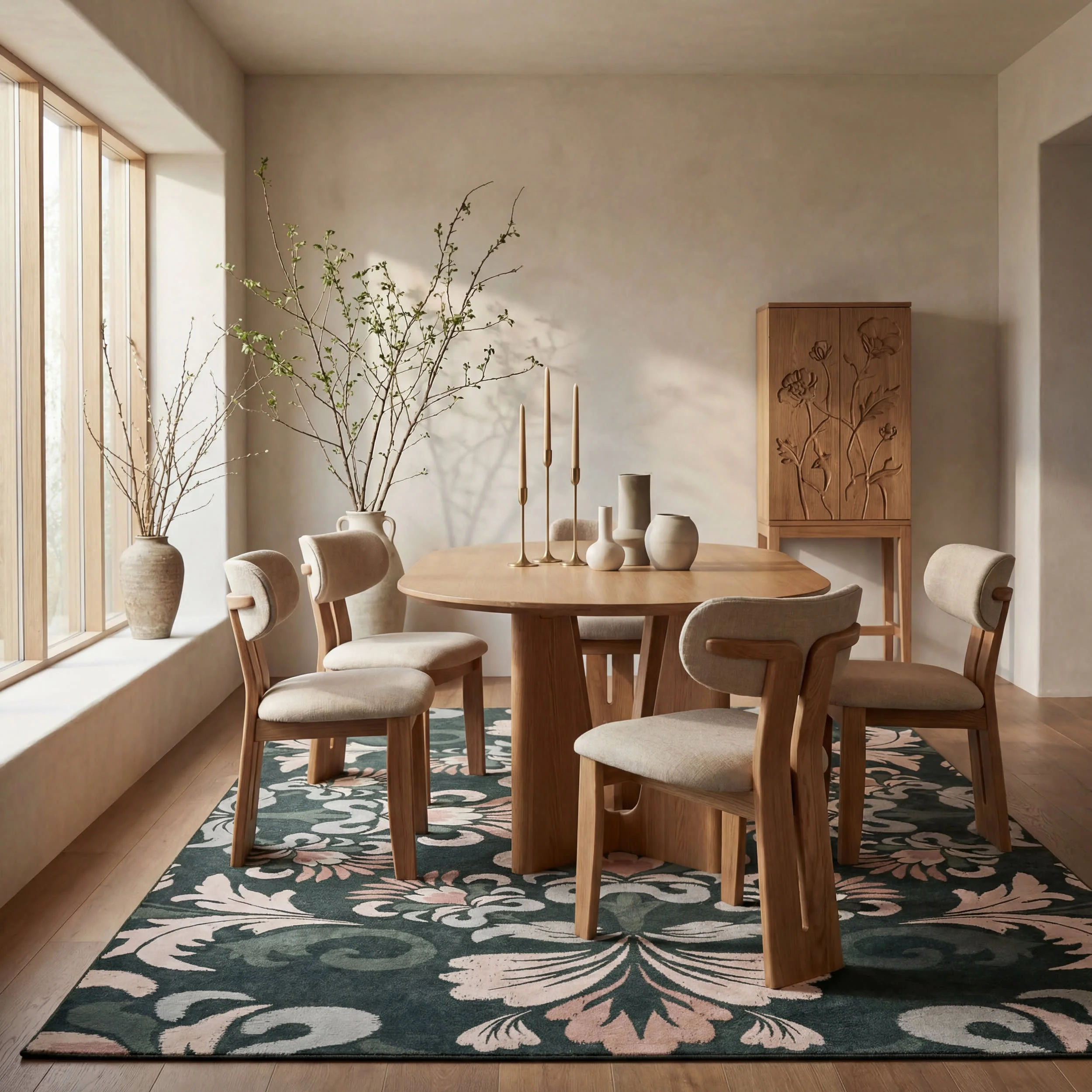 Fayna Floral Washable Rug | Green - Image 7