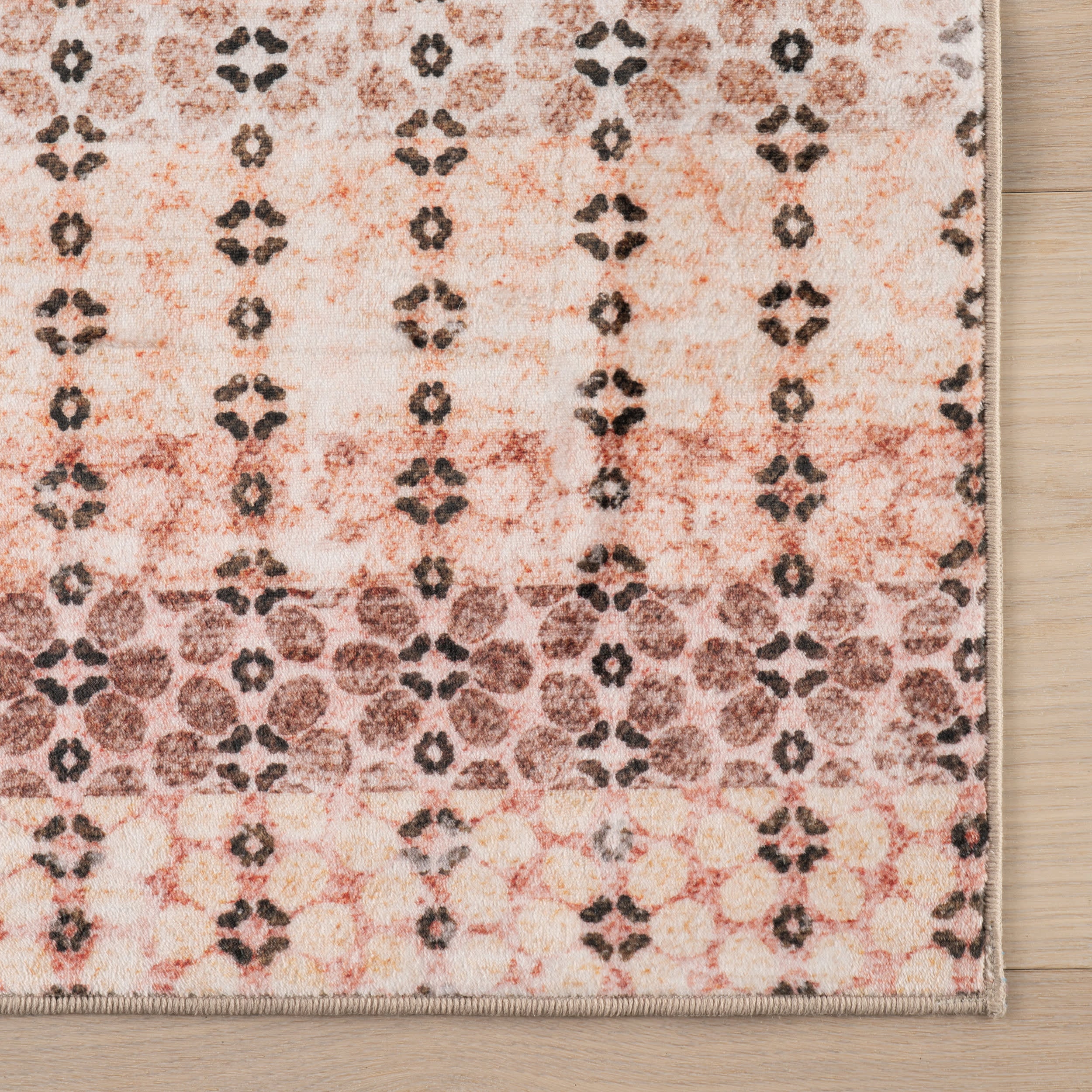 Feline Dotted Stripe Washable Rug | Pink - Image 4