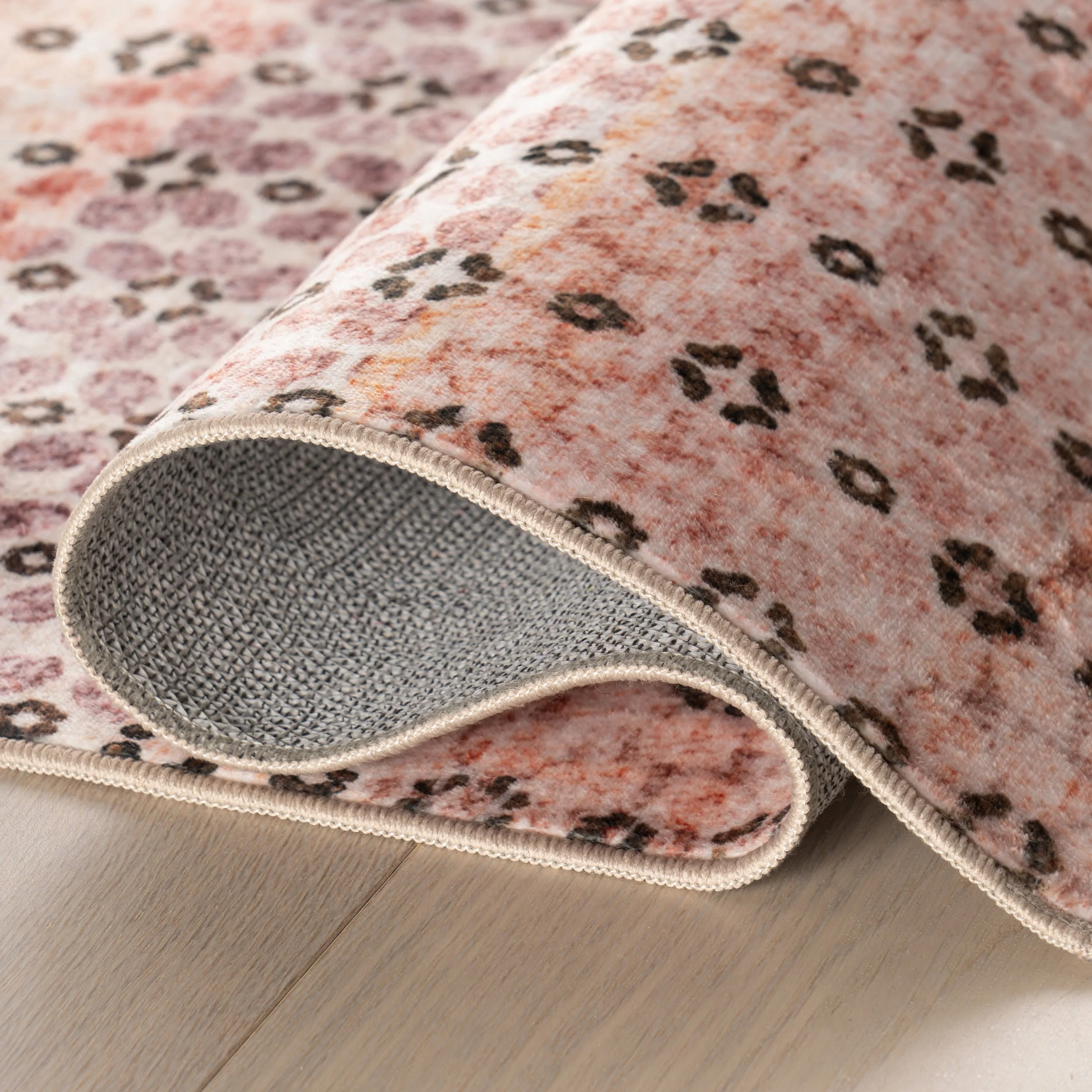 Feline Dotted Stripe Washable Rug | Pink - Image 7
