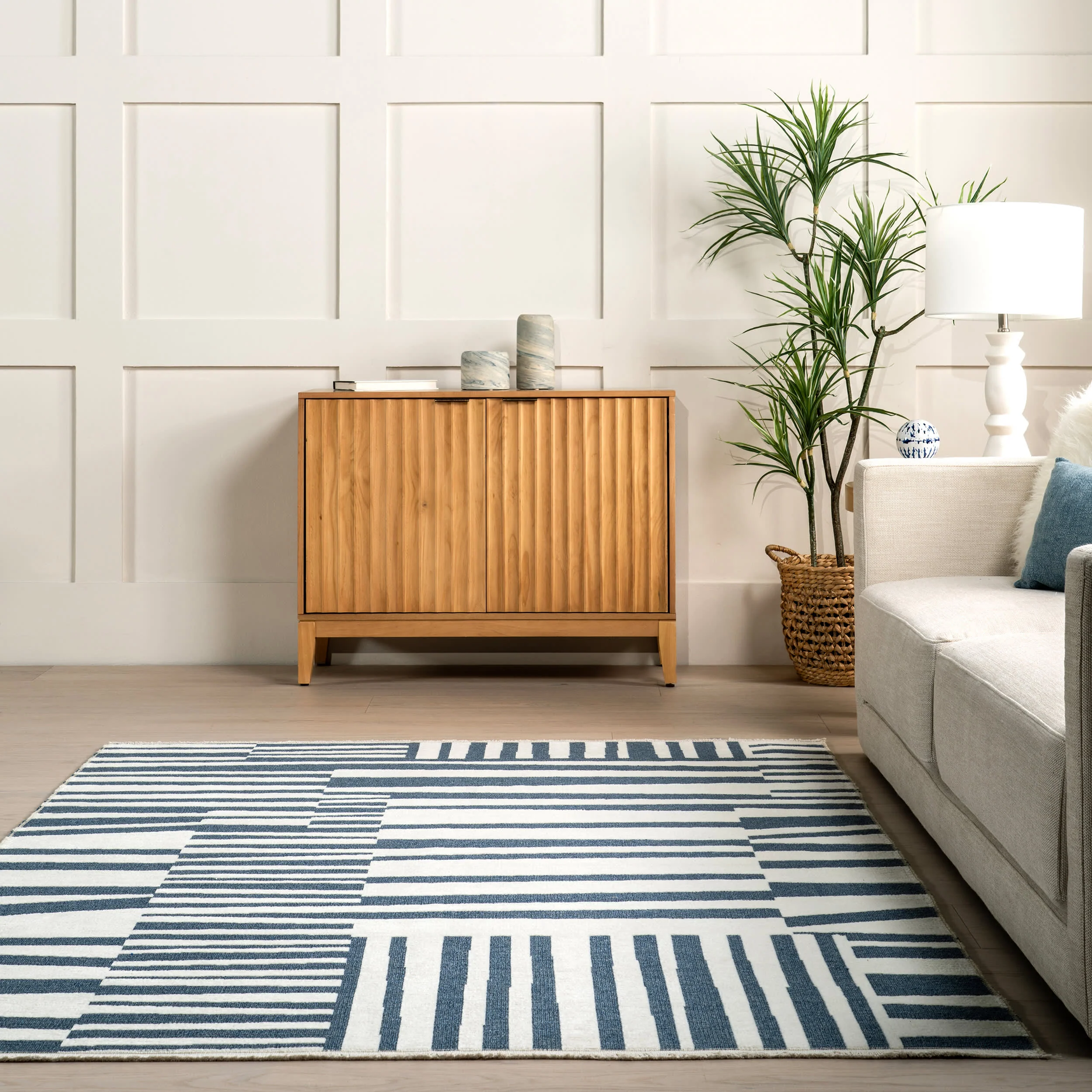 Felipa Abstract Reversible Washable Rug | Blue - Image 5
