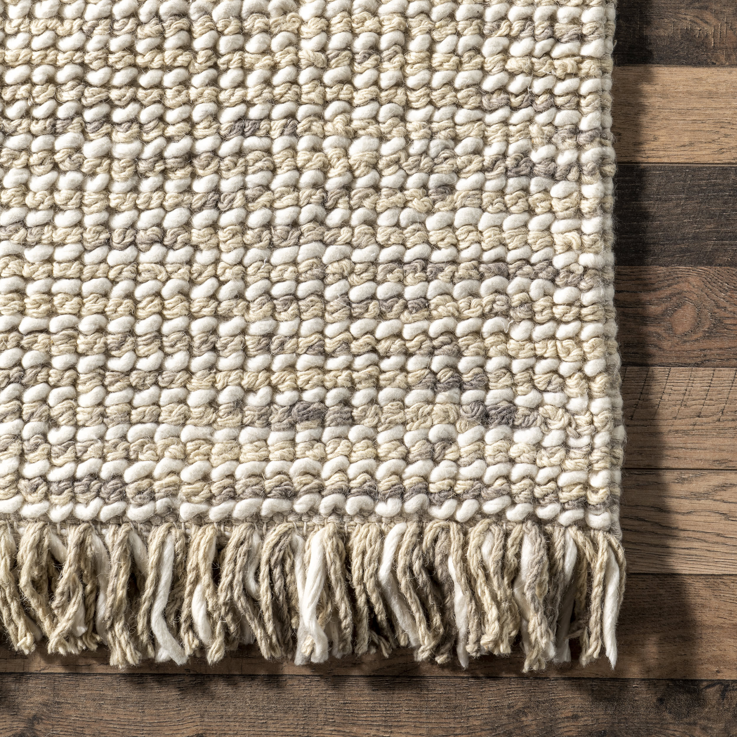 Felted Wool Tasseled Rug | Beige - Image 3