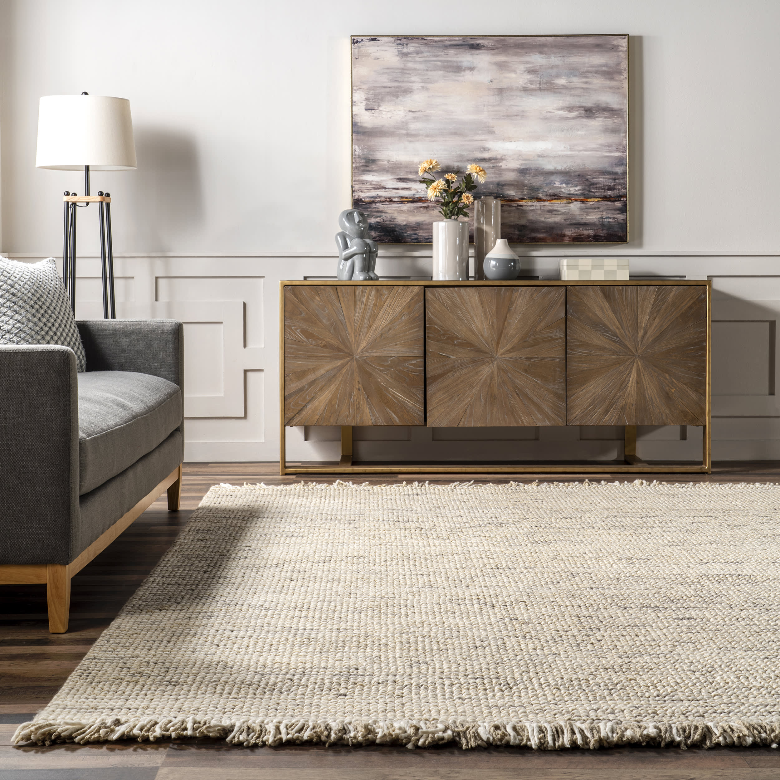 Felted Wool Tasseled Rug | Beige - Image 4