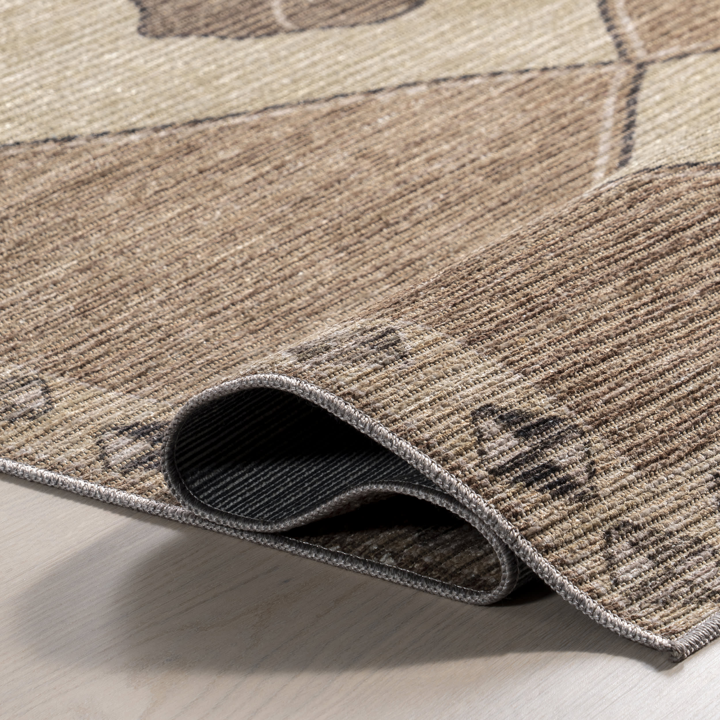 Fennel Diamond Washable Rug | Light Brown - Image 6