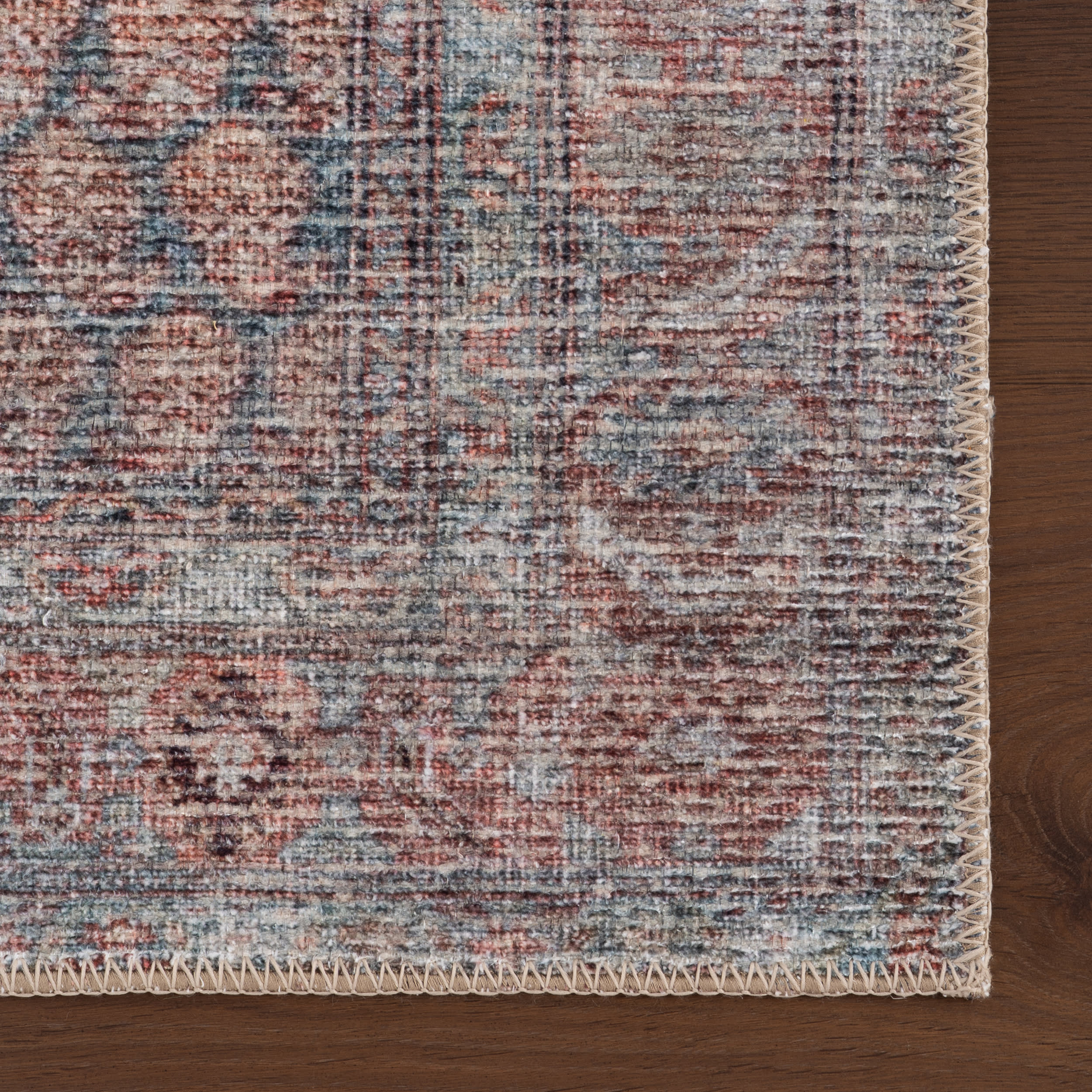 Ferelith Vintage & Distressed Washable Rug | Rust - Image 4