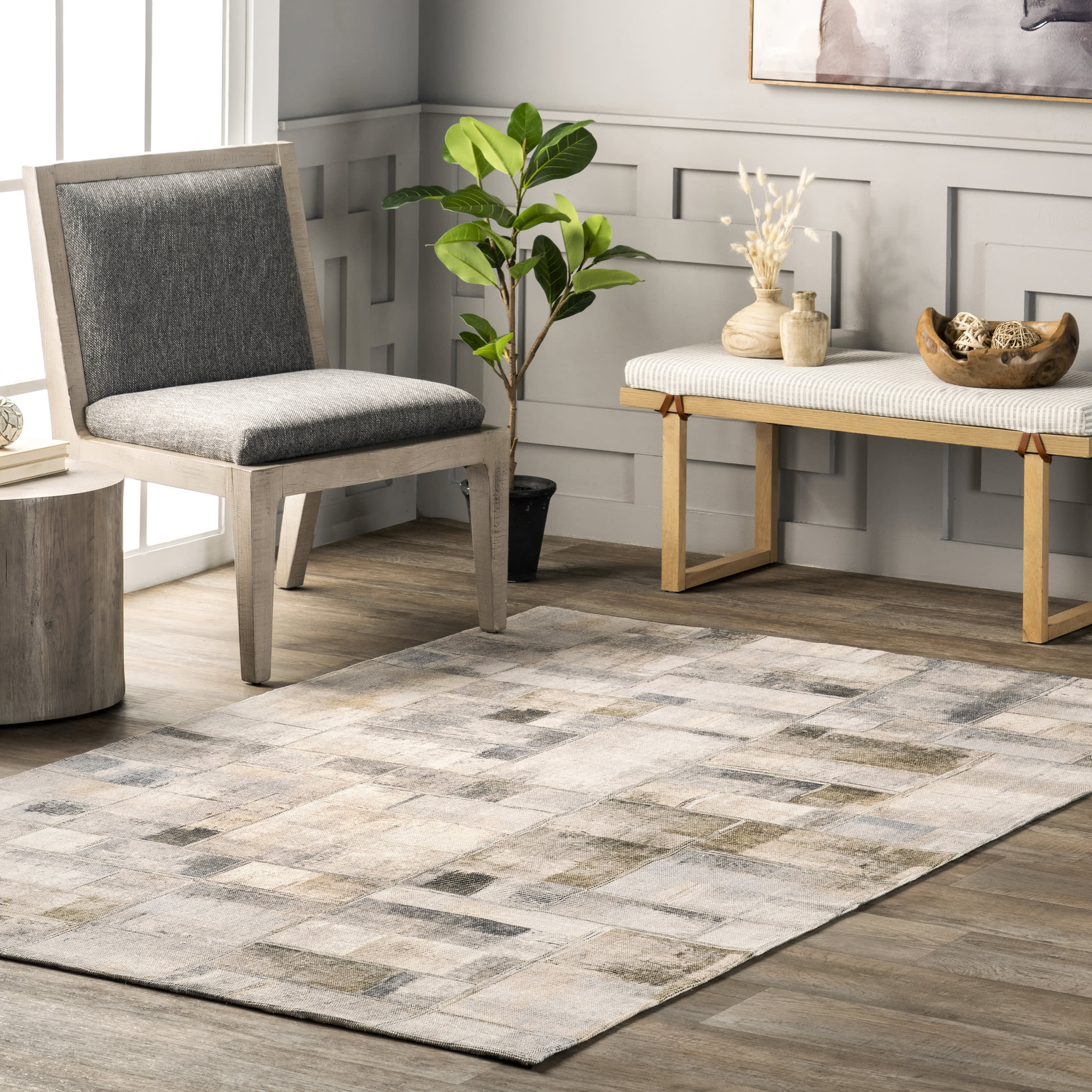 Fernanda Vintage Cotton Rug | Grey - Image 2