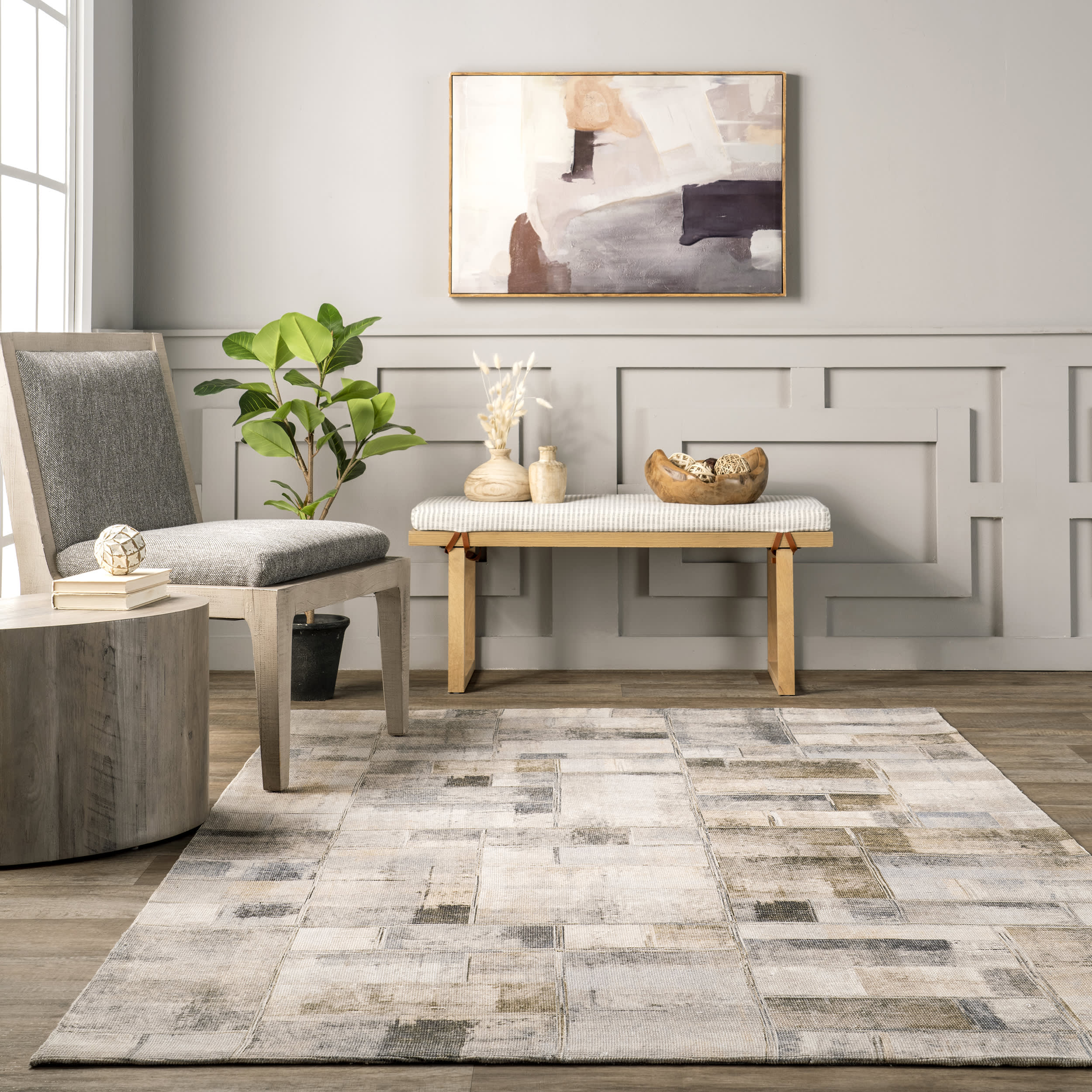 Fernanda Vintage Cotton Rug | Grey - Image 4