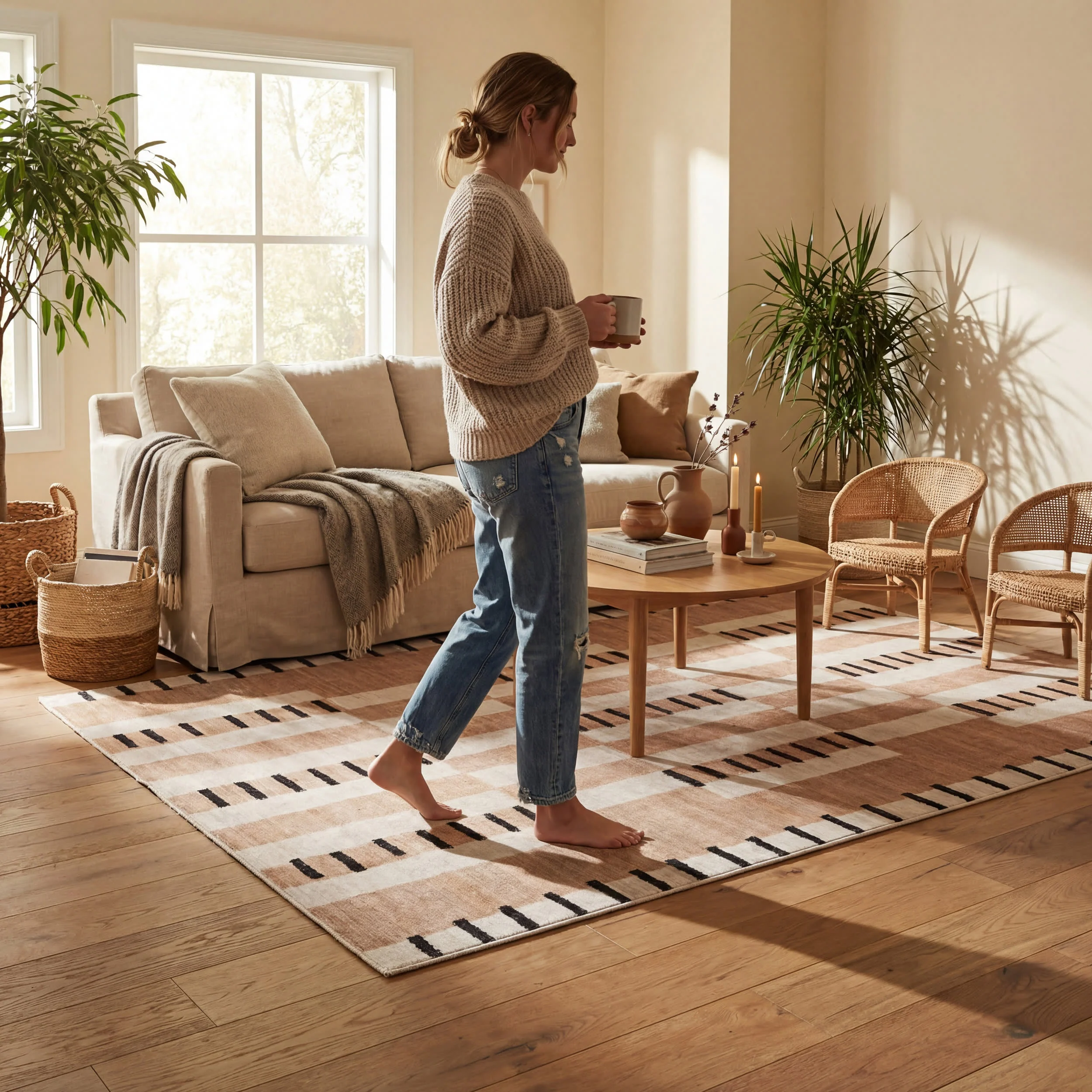 Fexi Bohemian Washable Rug | Natural - Image 9