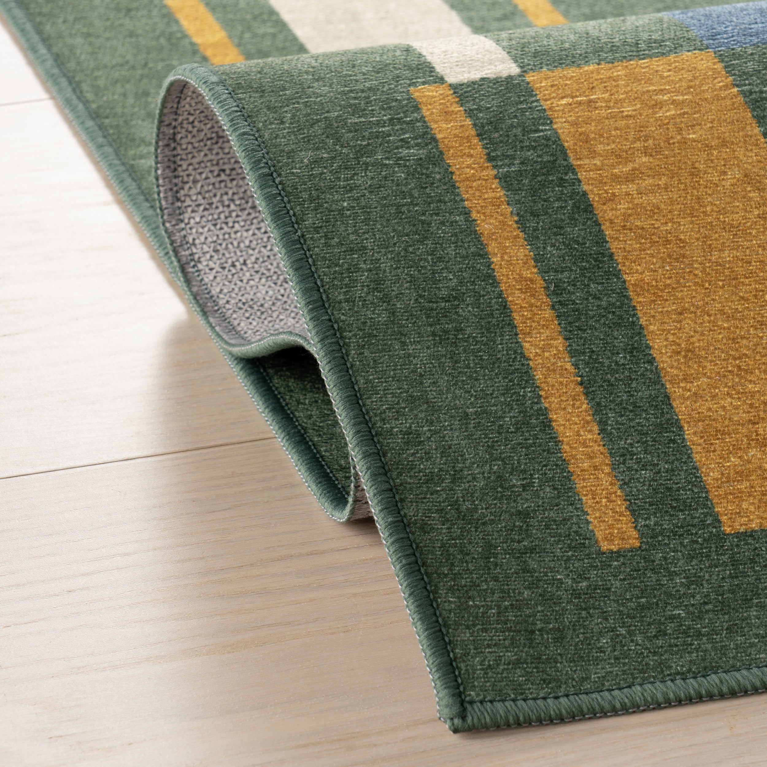 Field Stripe Mid-Century Washable Rug by Society6 | Green - Image 10
