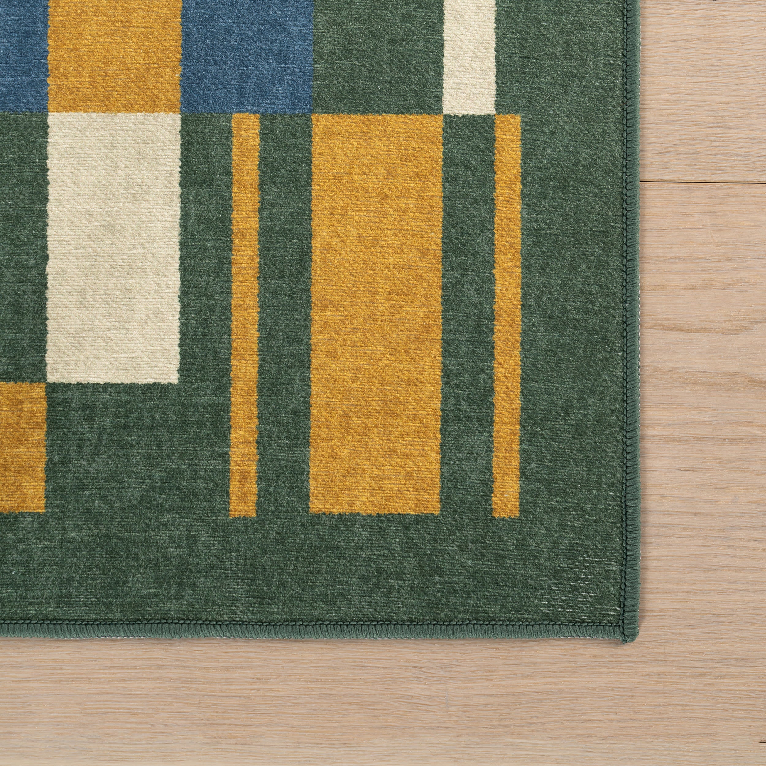 Field Stripe Mid-Century Washable Rug by Society6 | Green - Image 4