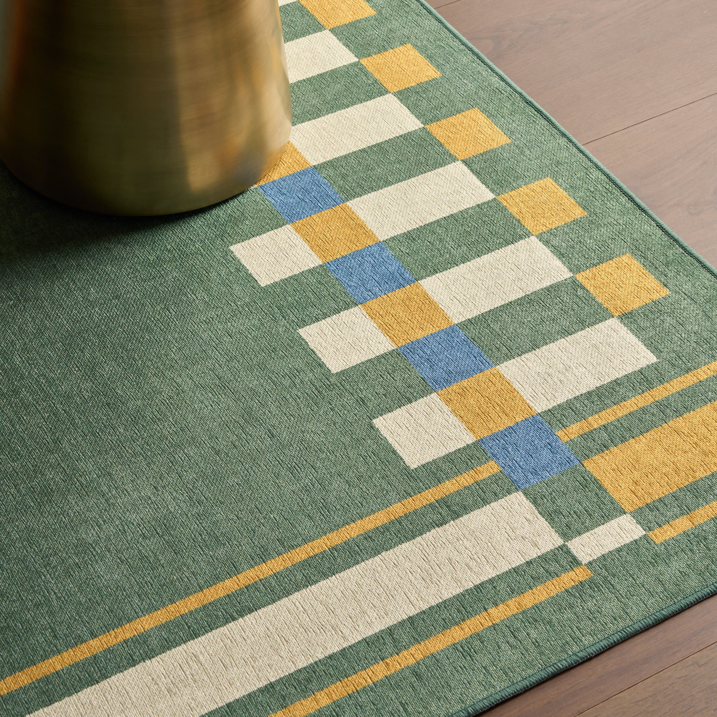 Field Stripe Mid-Century Washable Rug by Society6 | Green - Image 5
