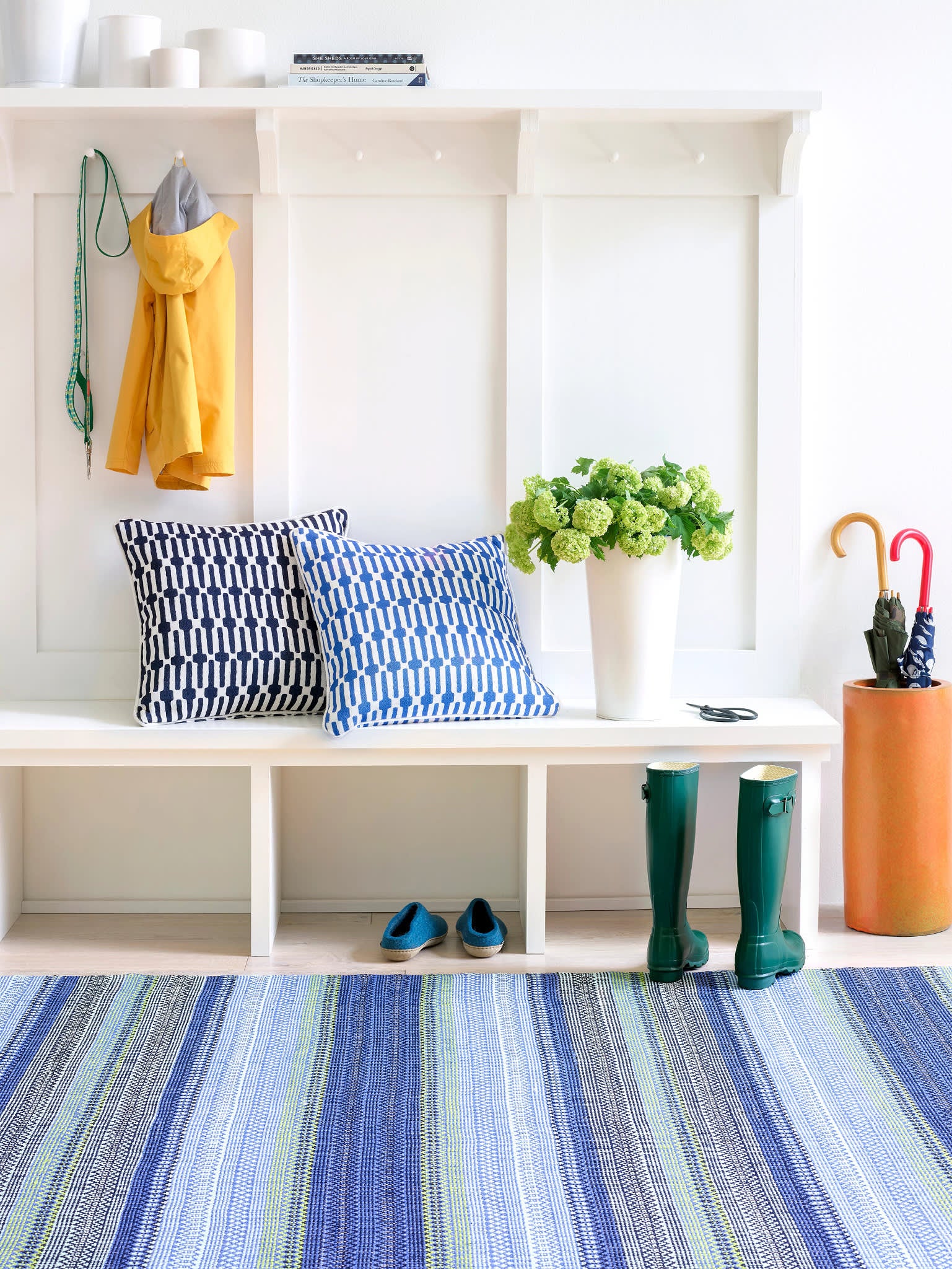 Fiesta Stripe Handwoven Indoor/Outdoor Rug | French Blue/Green - Image 3