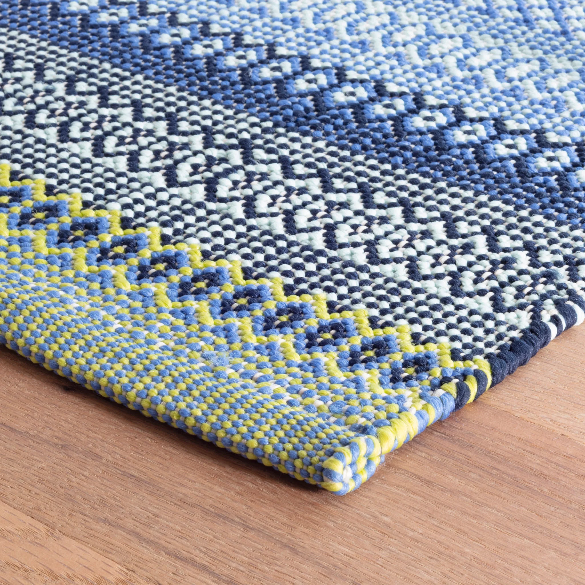 Fiesta Stripe Handwoven Indoor/Outdoor Rug | French Blue/Green - Image 6