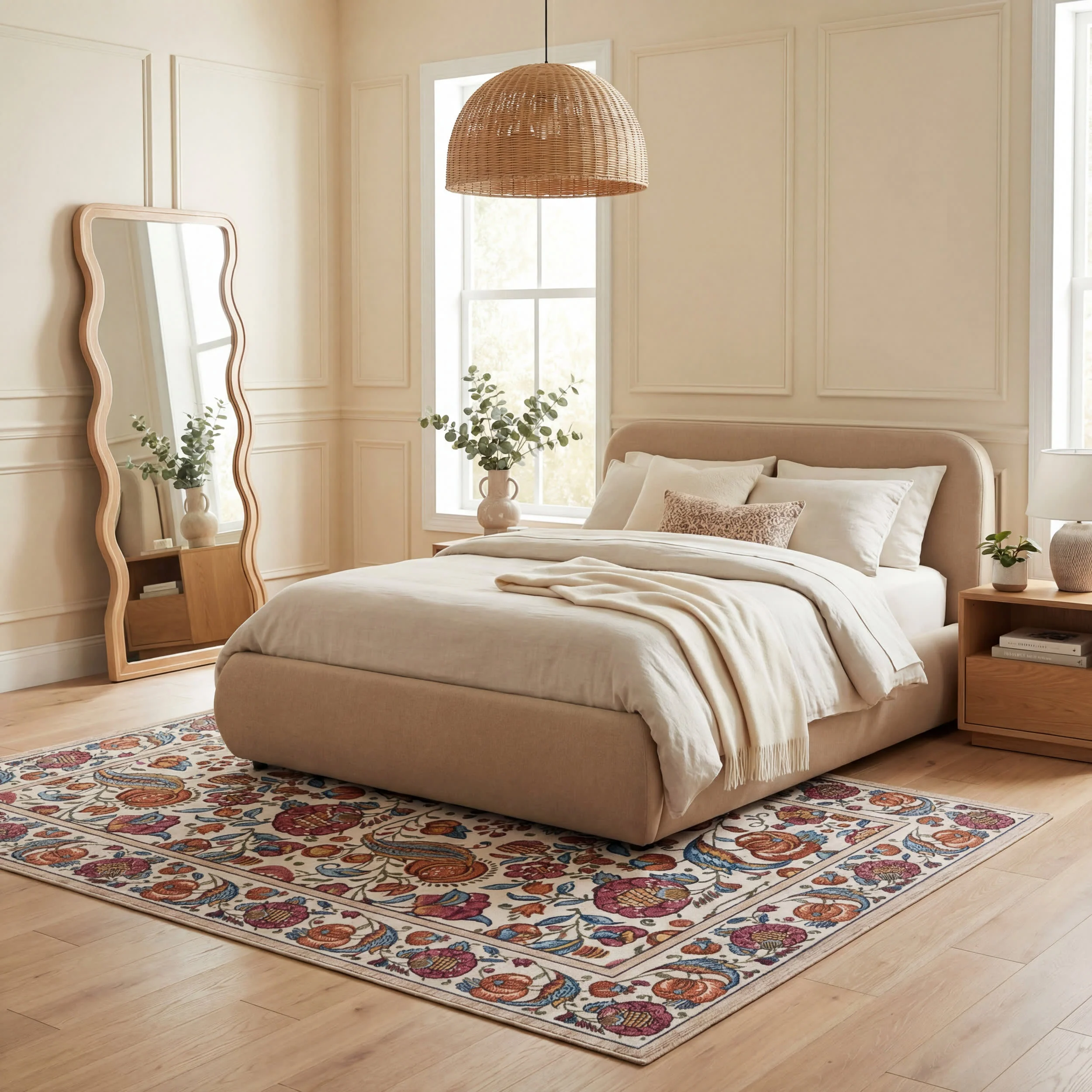 Finice Bordered Floral and Paisley Washable Rug | Multicolor - Image 10