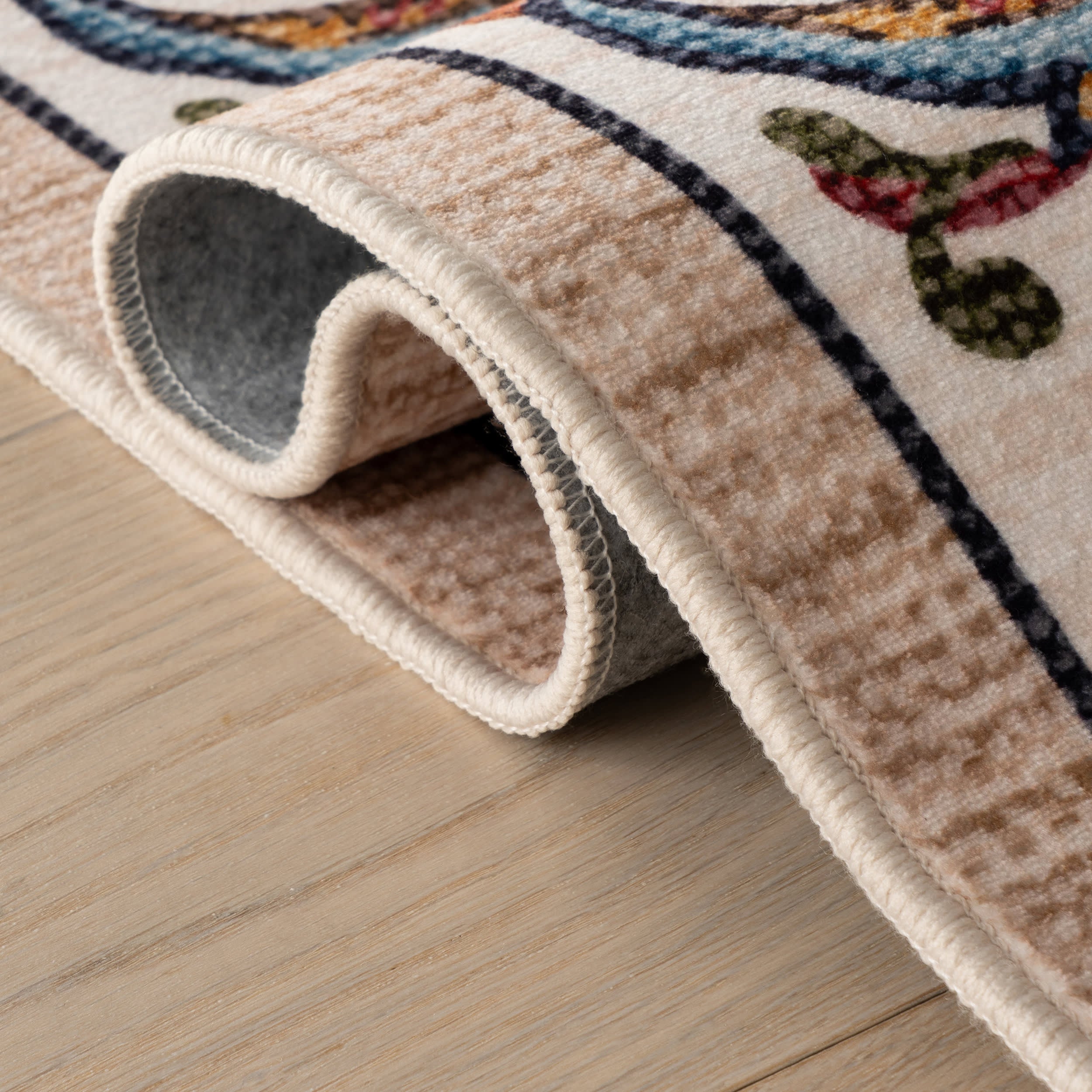 Finice Bordered Floral and Paisley Washable Rug | Multicolor - Image 11
