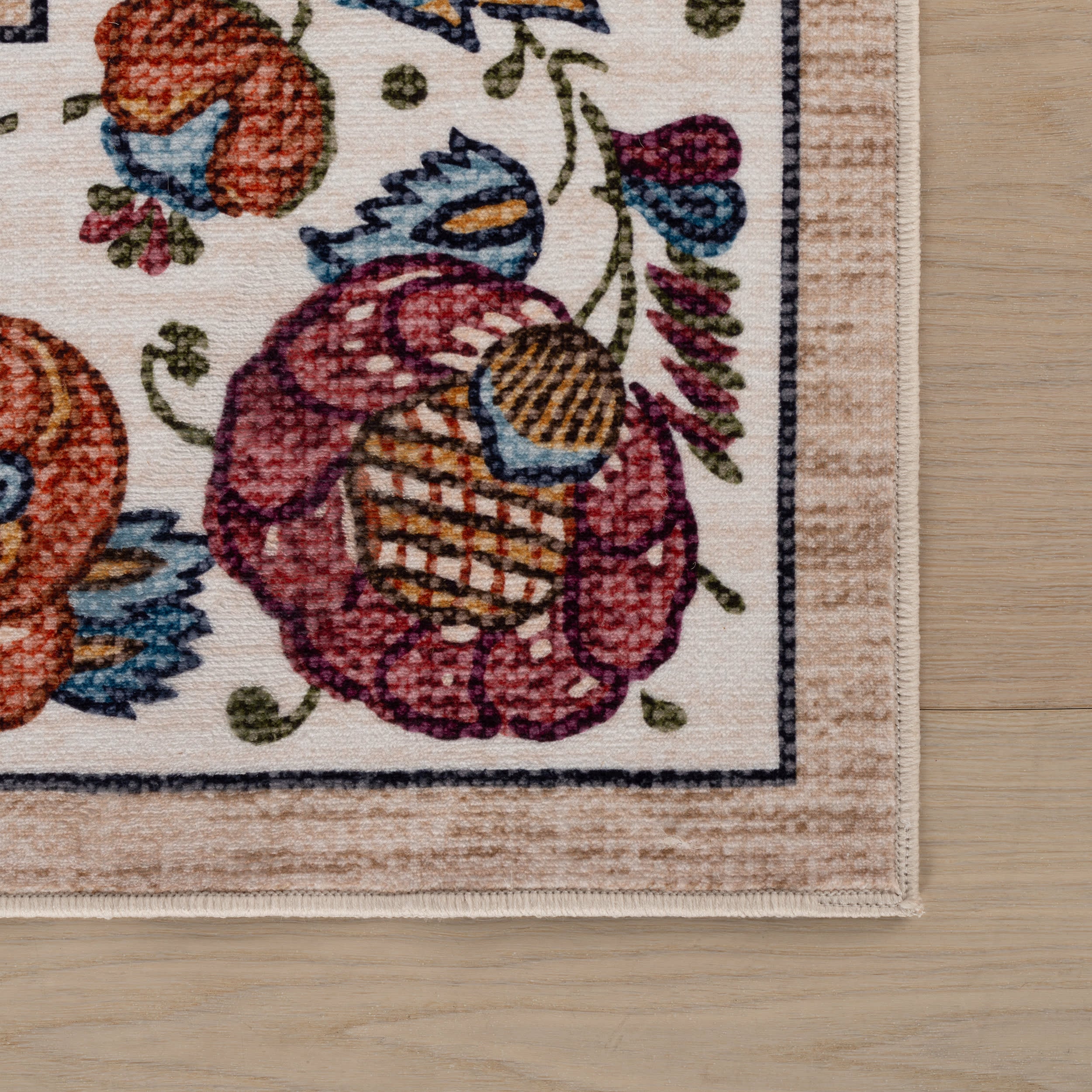 Finice Bordered Floral and Paisley Washable Rug | Multicolor - Image 4