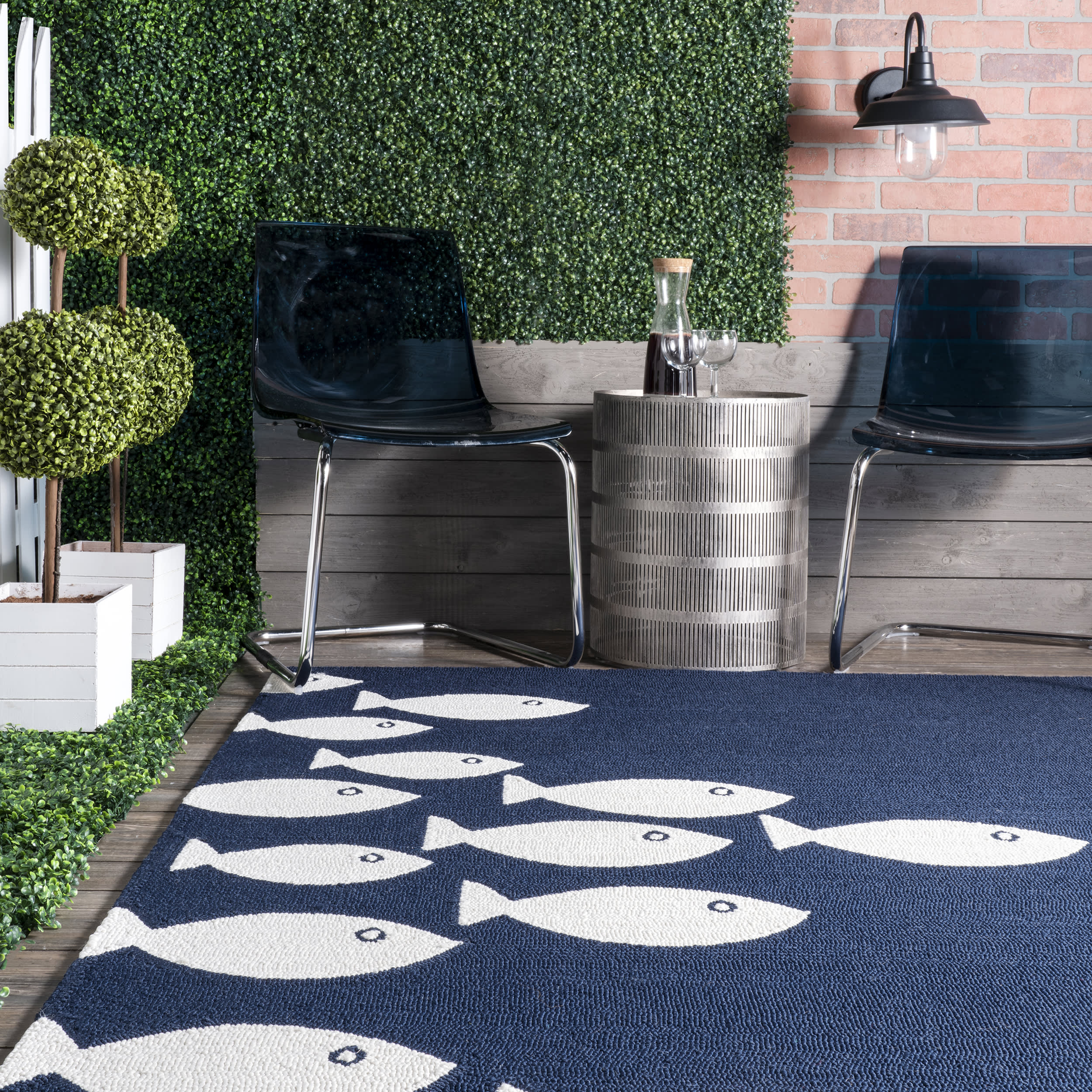 Fish Indoor/Outdoor Rug | Navy - Image 4