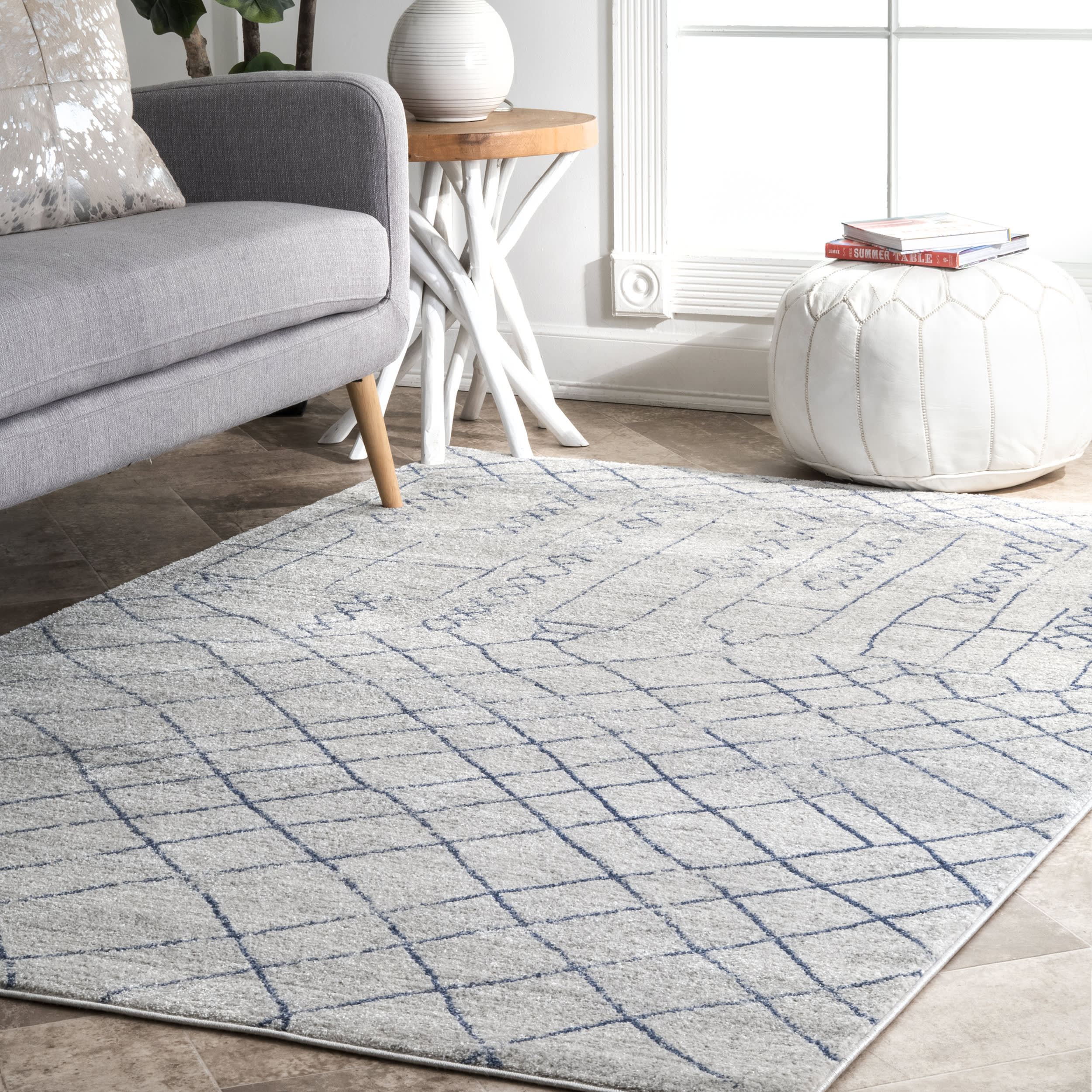 Flannery Modern Trellis Rug | Grey - Image 2