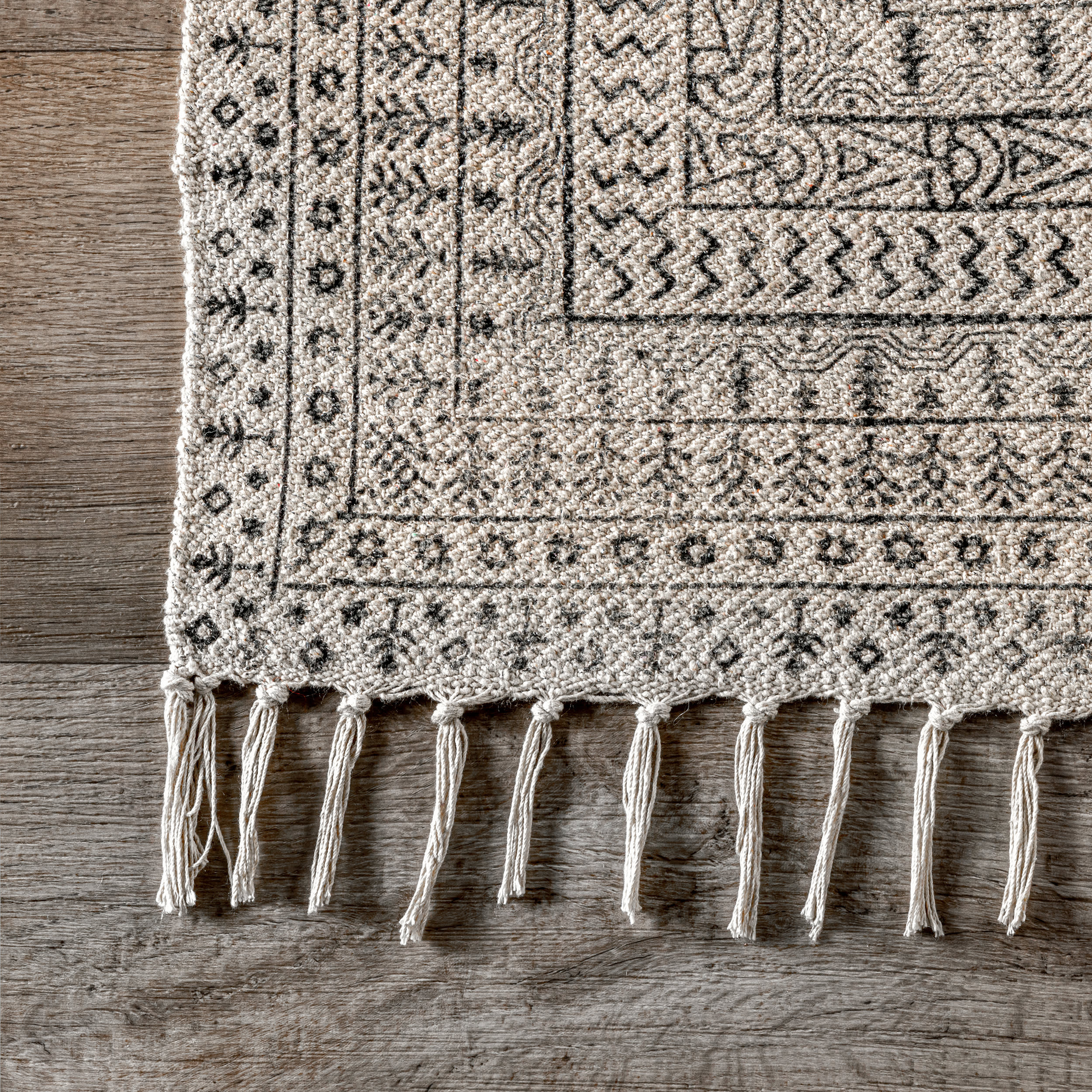 Flatweave Cotton Sparkling Moroccan Tribal Trellis Rug | Ivory - Image 3