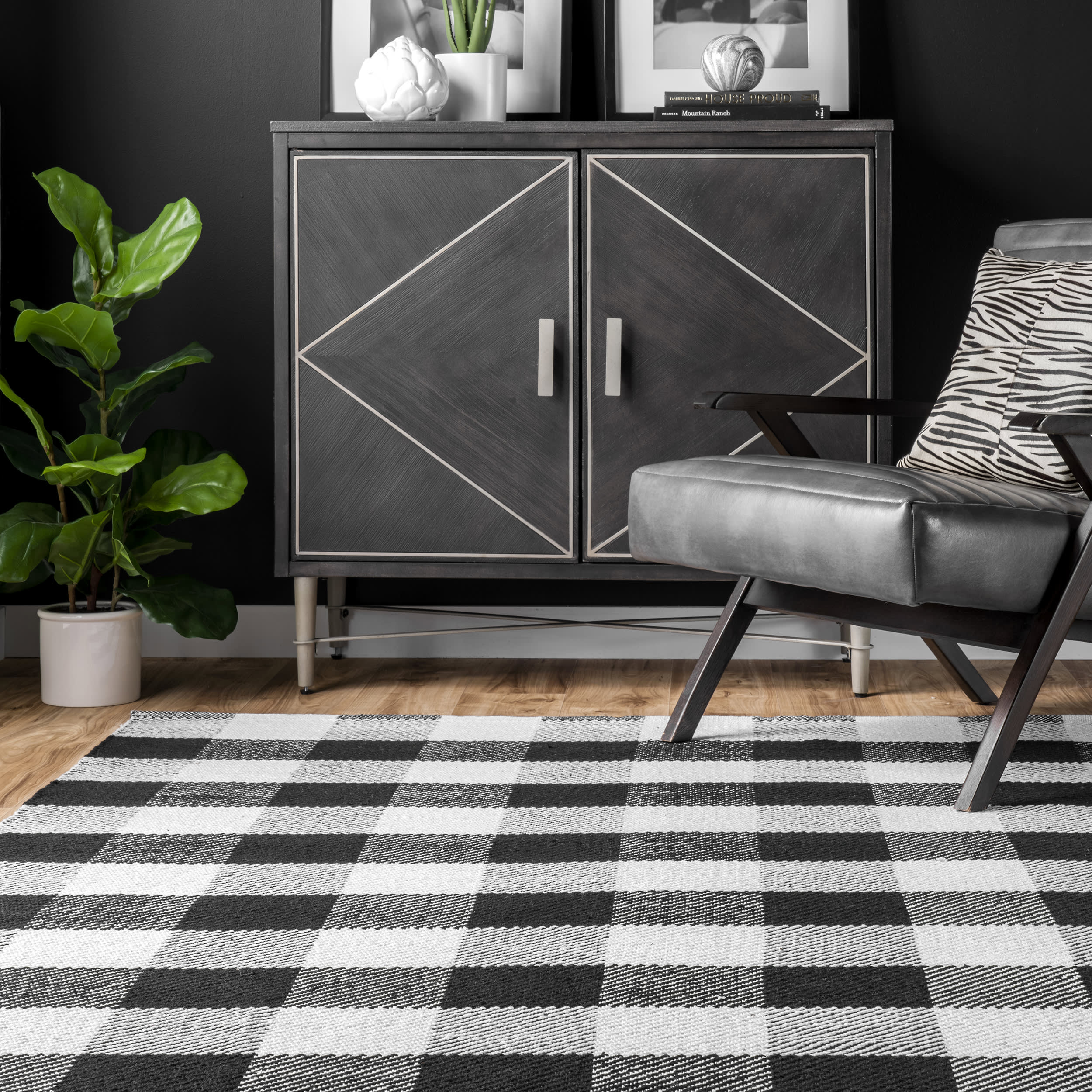 Flatwoven Buffalo Plaid Rug | Black - Image 4