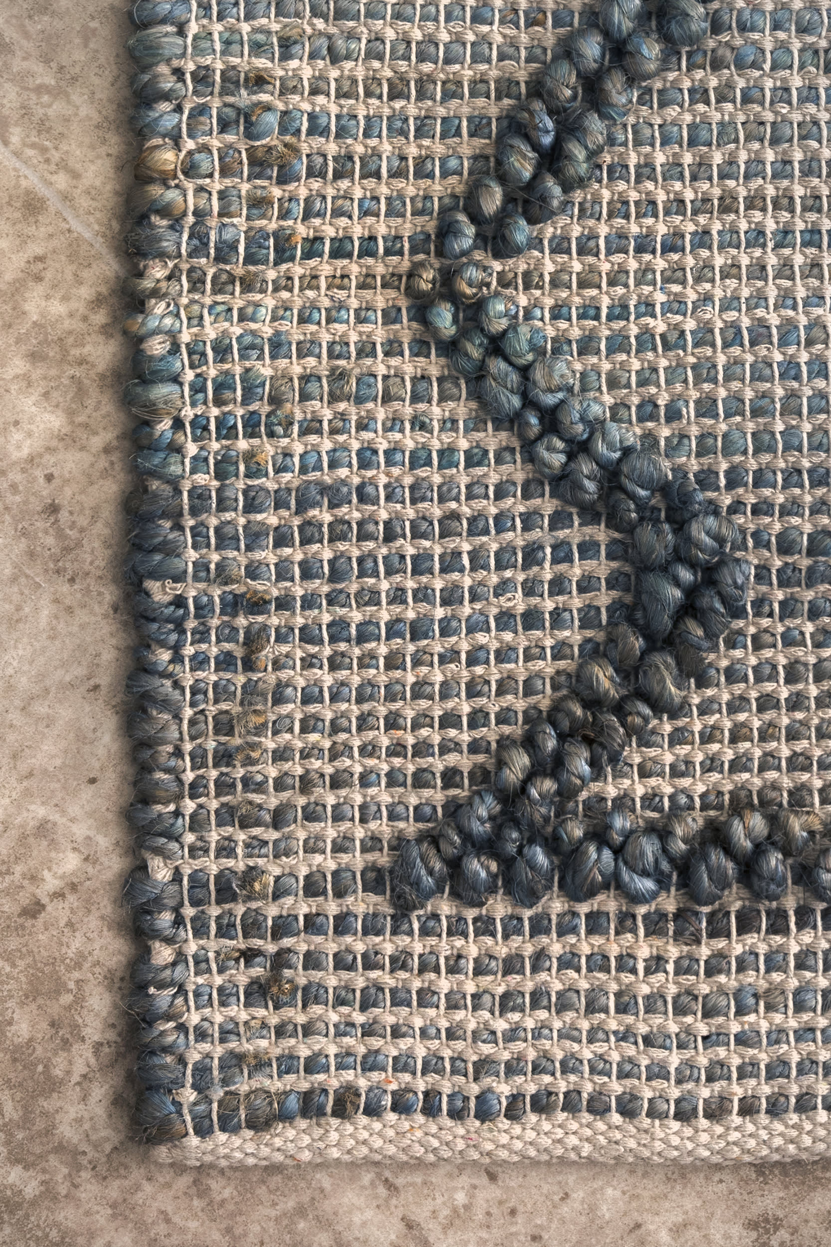 Flatwoven Jute Geometric Rug | Blue - Image 3