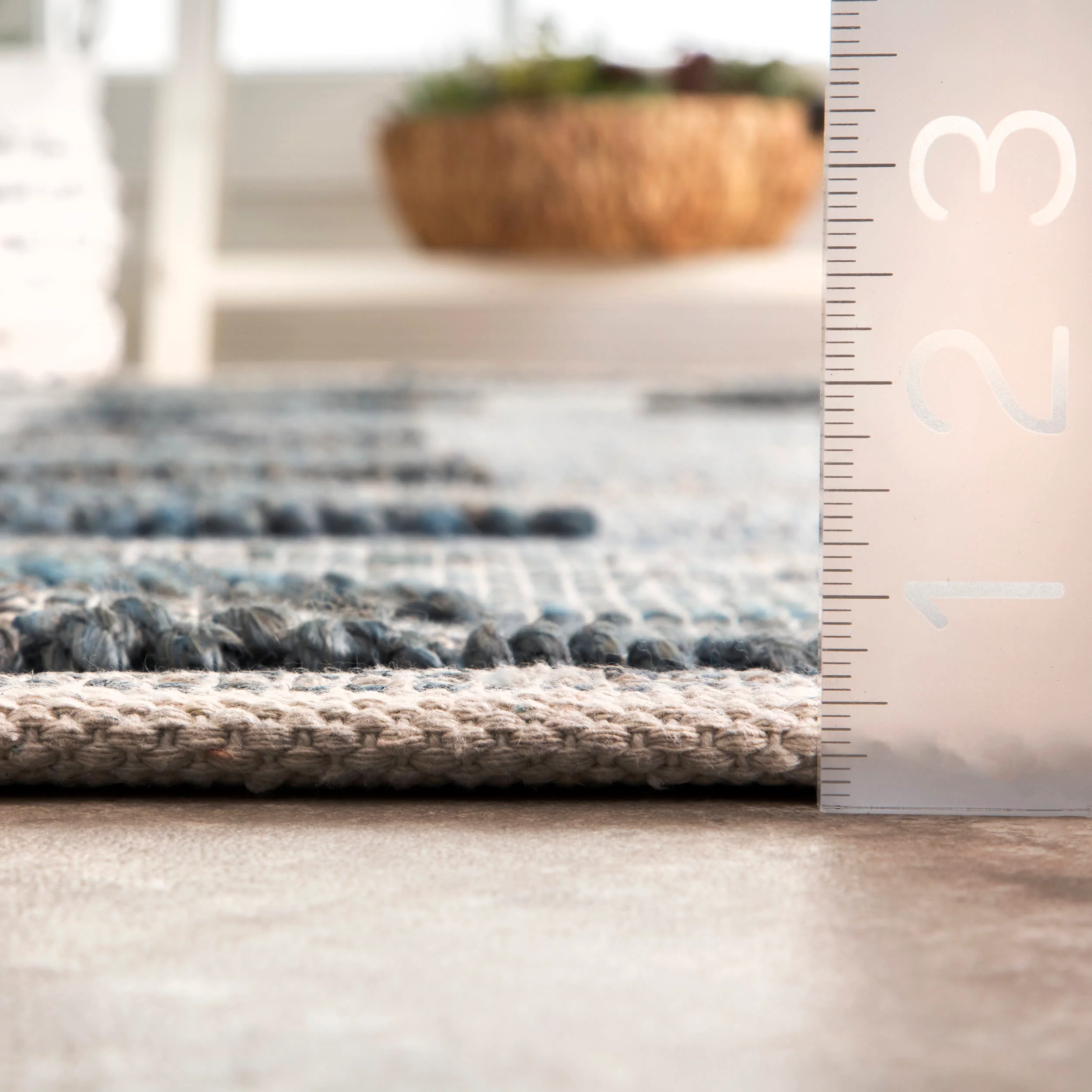 Flatwoven Jute Geometric Rug | Blue - Image 5