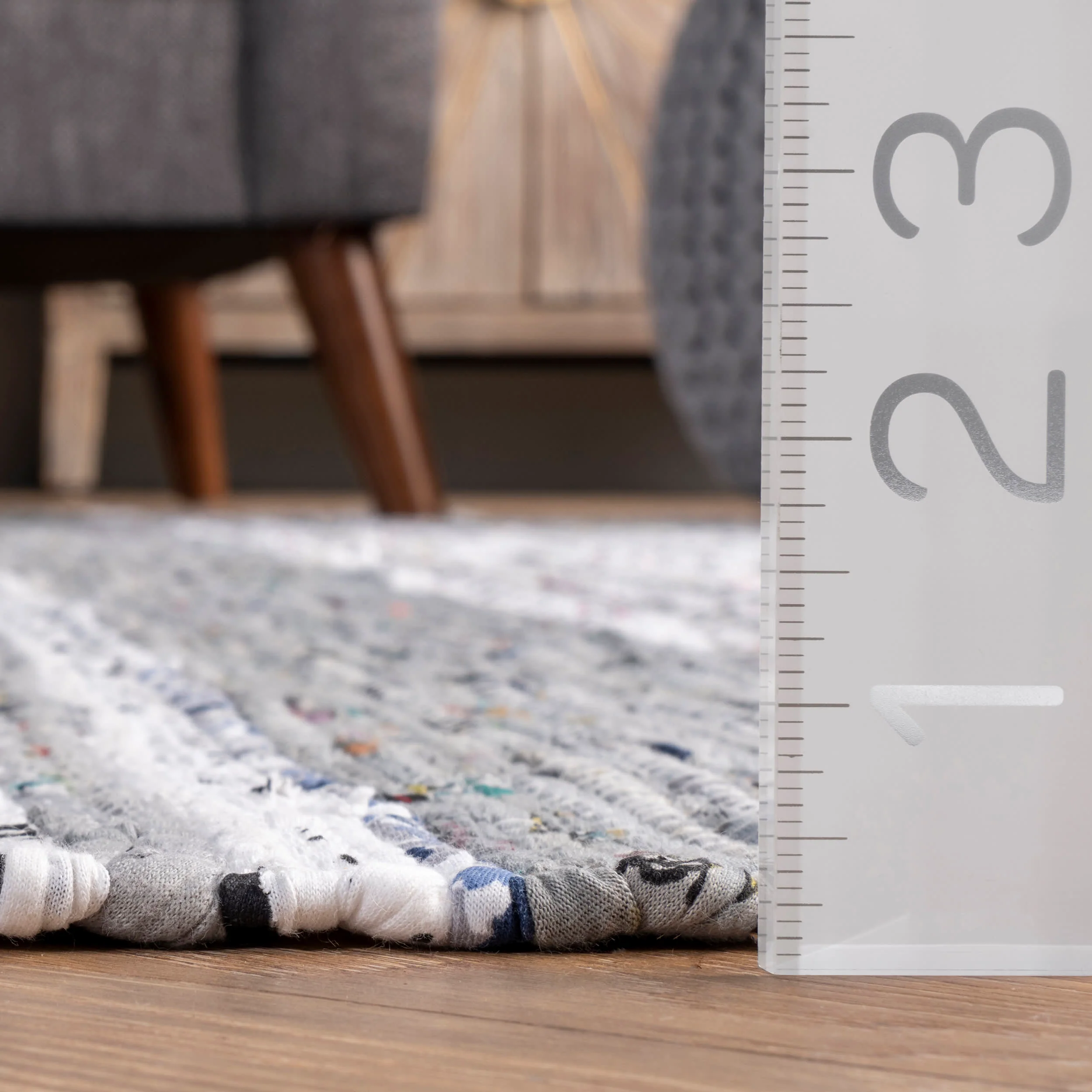 Flatwoven Mottled Stripes with Tassels Rug | Grey - Image 5