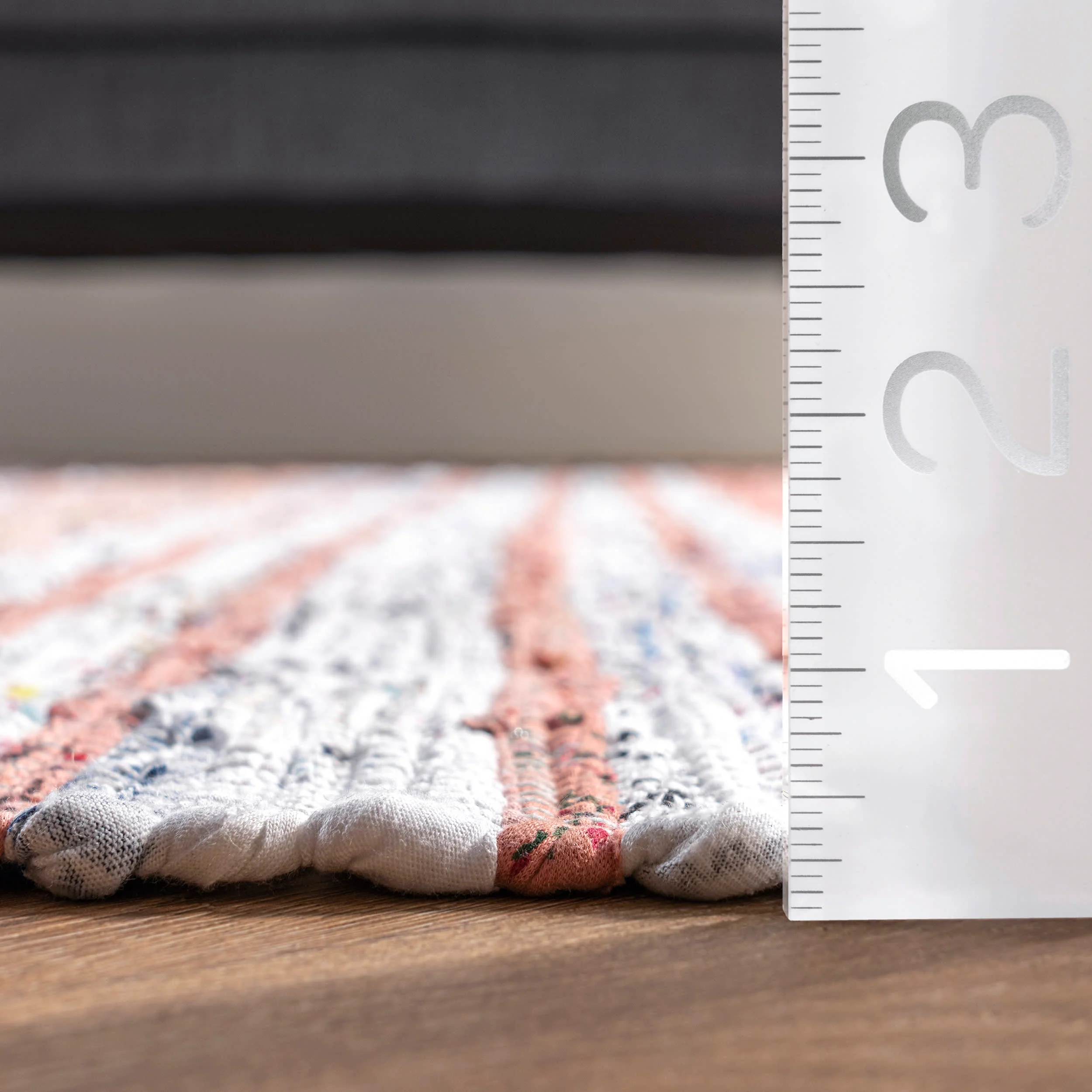 Flatwoven Mottled Stripes with Tassels Rug | Pink - Image 5