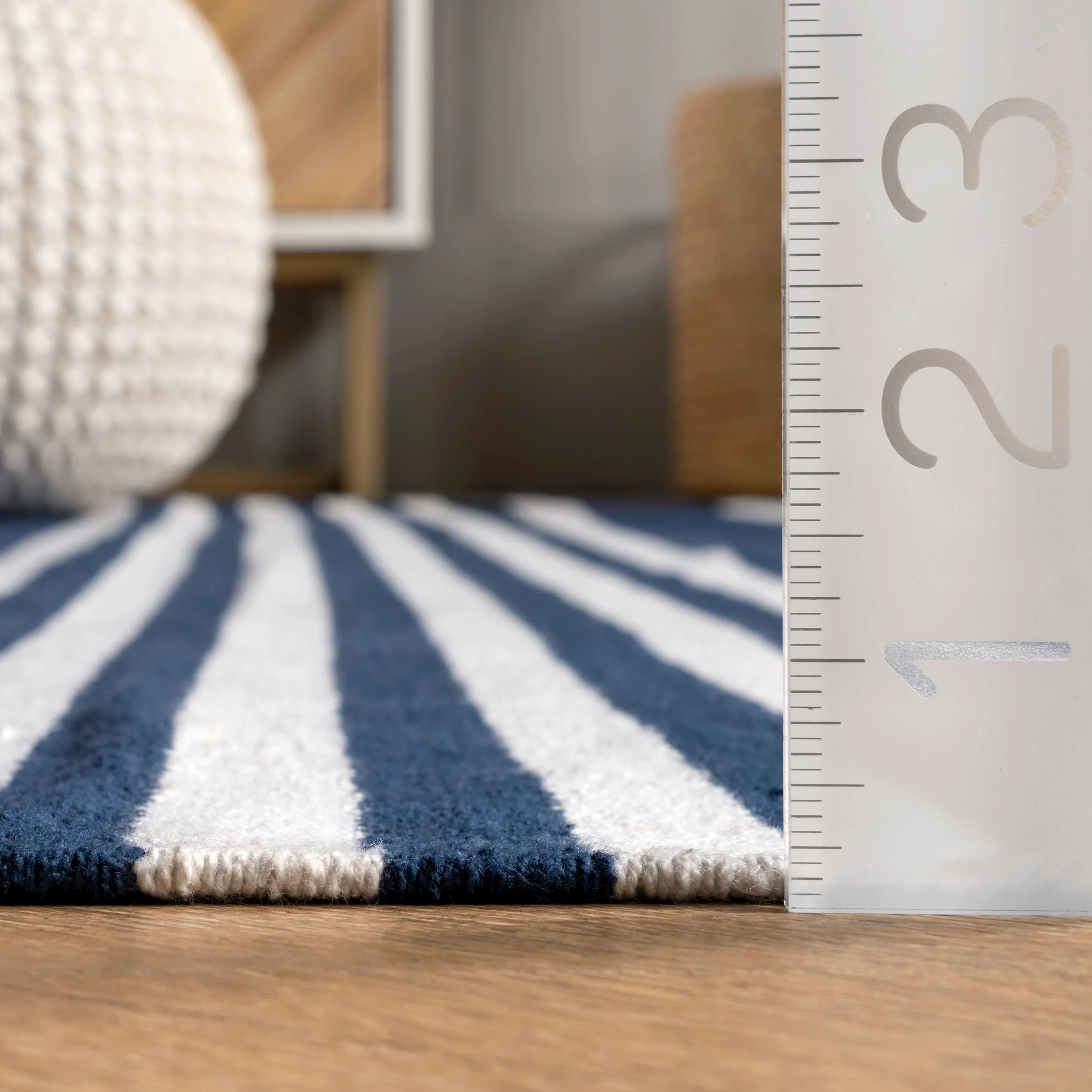 Flatwoven Pinstripes with Tassels Rug | Blue - Image 5