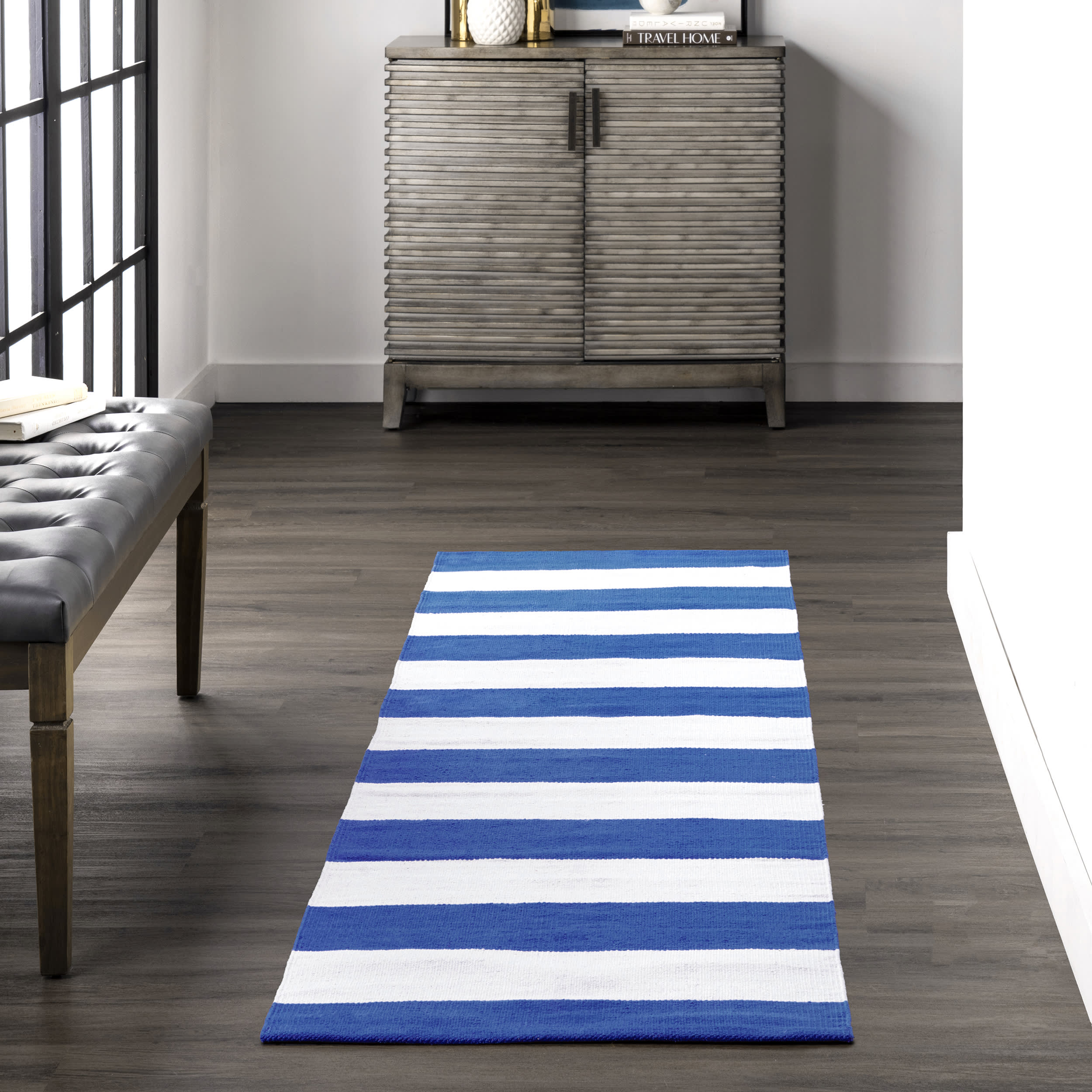 Flatwoven Regent Stripes Rug | Blue - Image 2