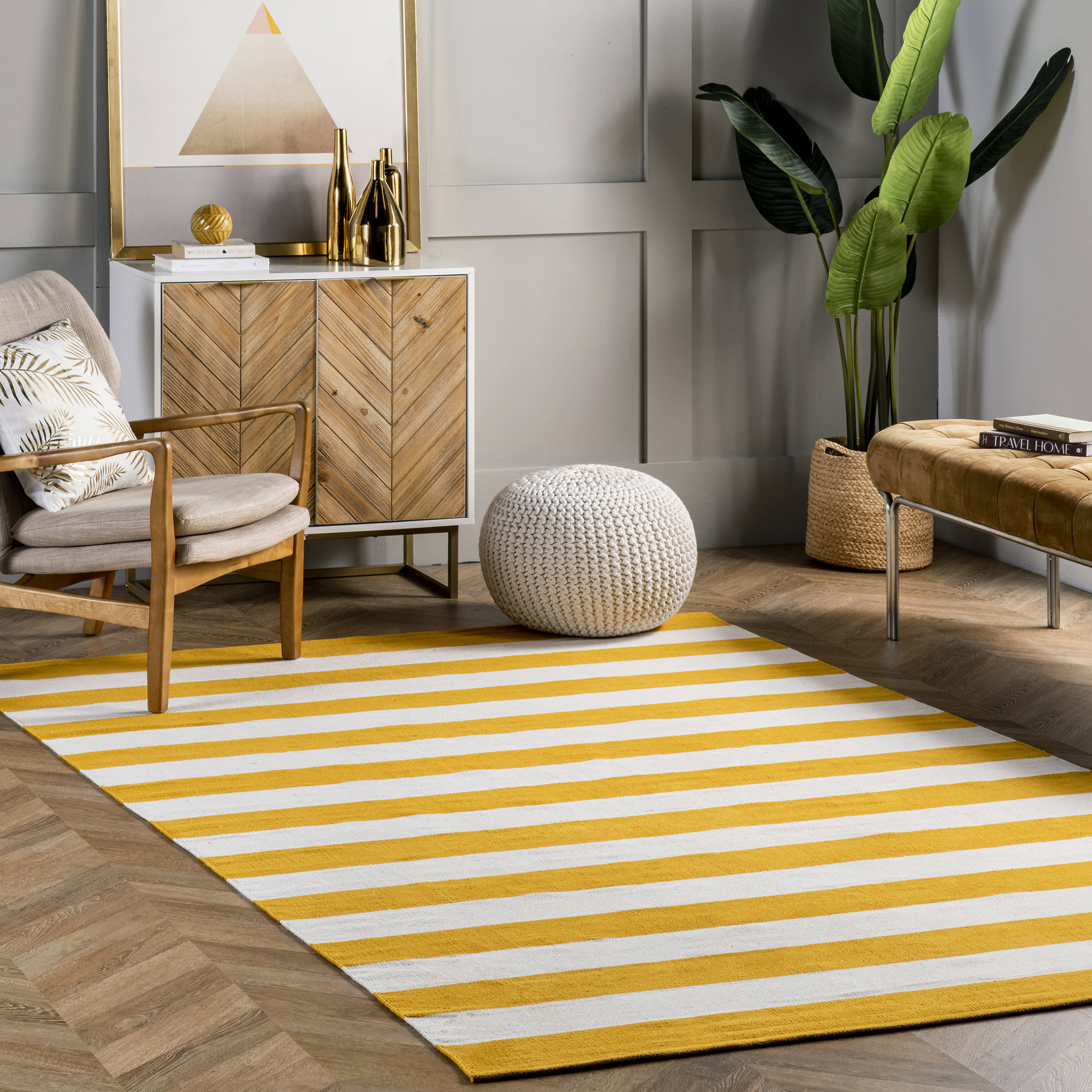 Flatwoven Regent Stripes Rug | Yellow - Image 2