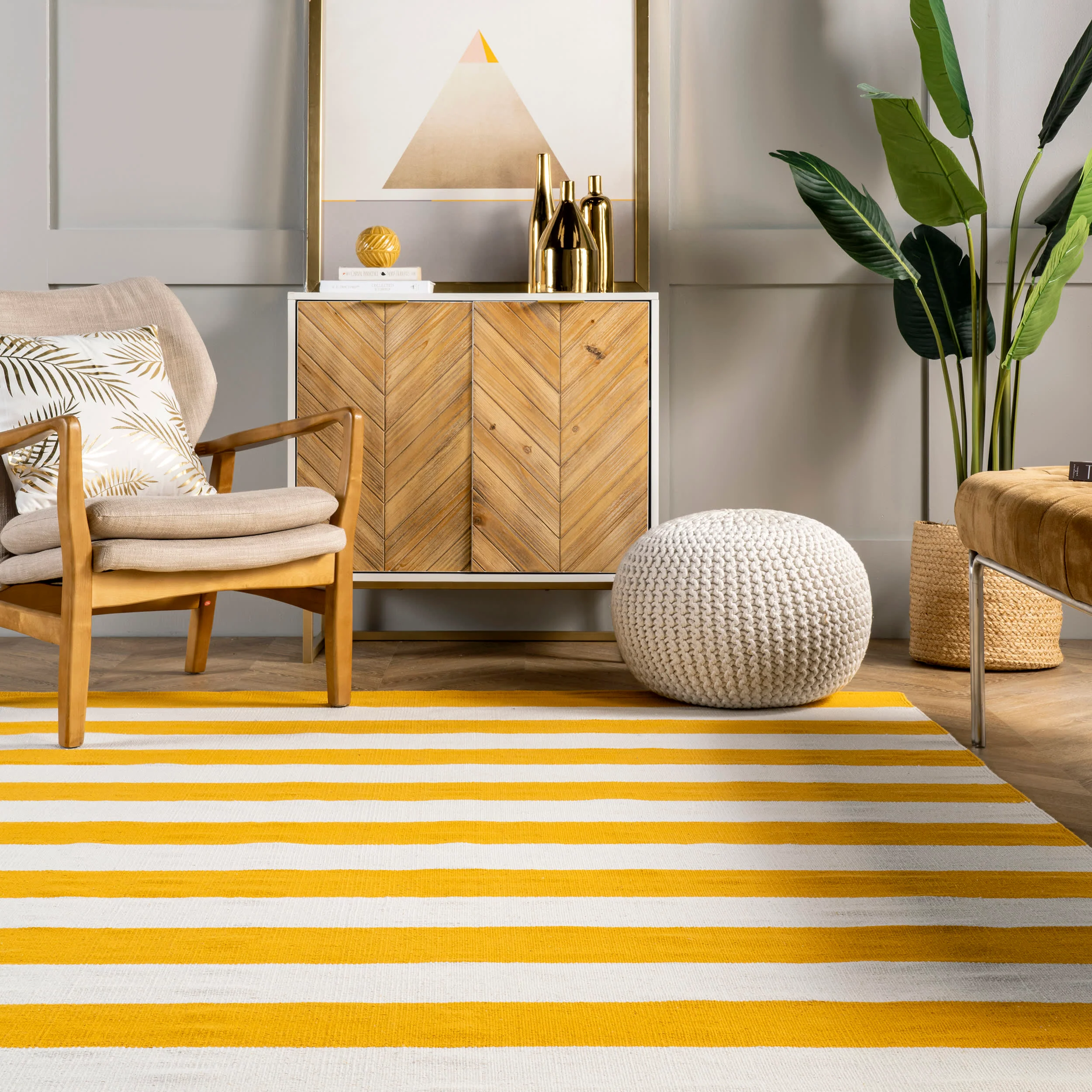 Flatwoven Regent Stripes Rug | Yellow - Image 4