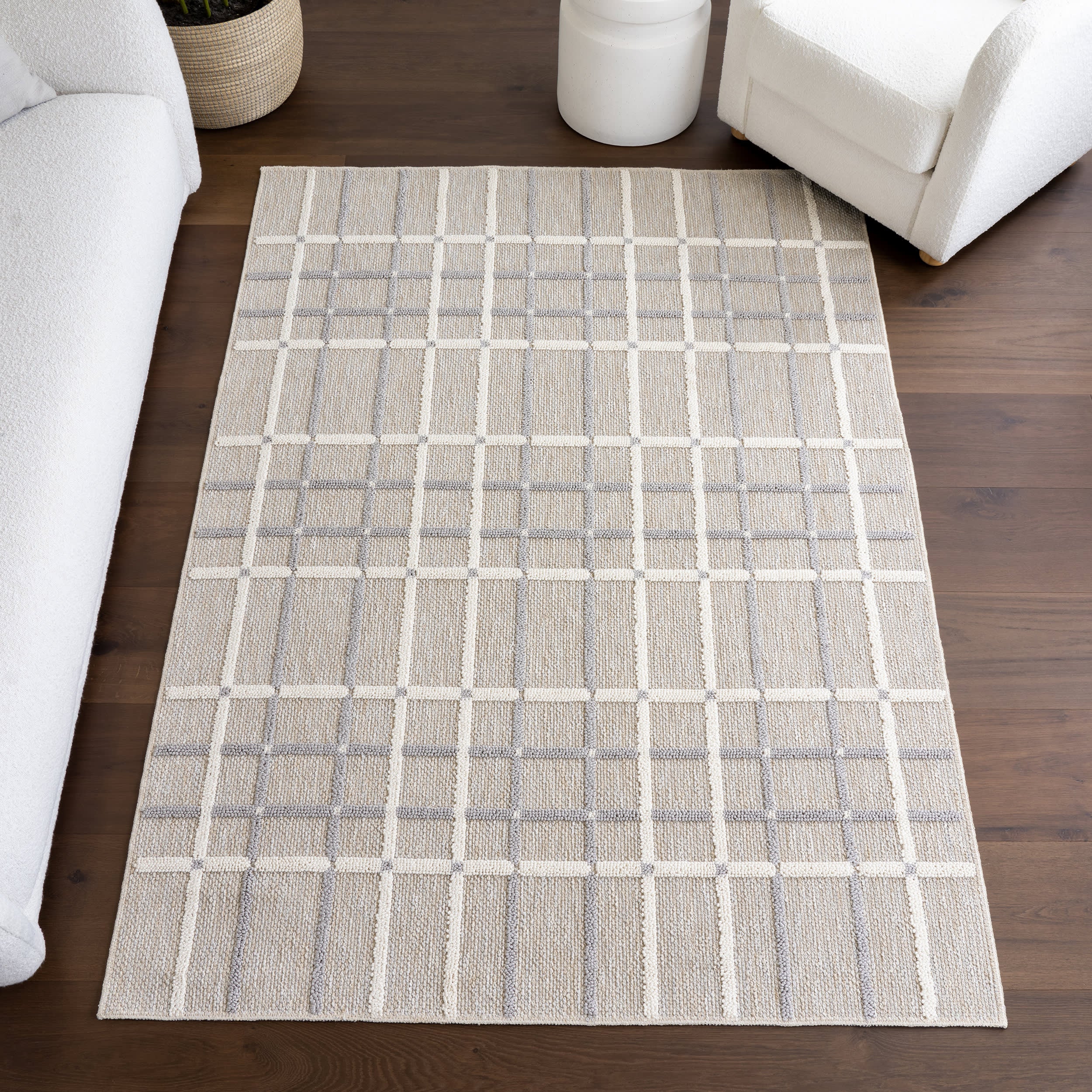 Fleur Striped Washable Rug | Light Grey - Image 2