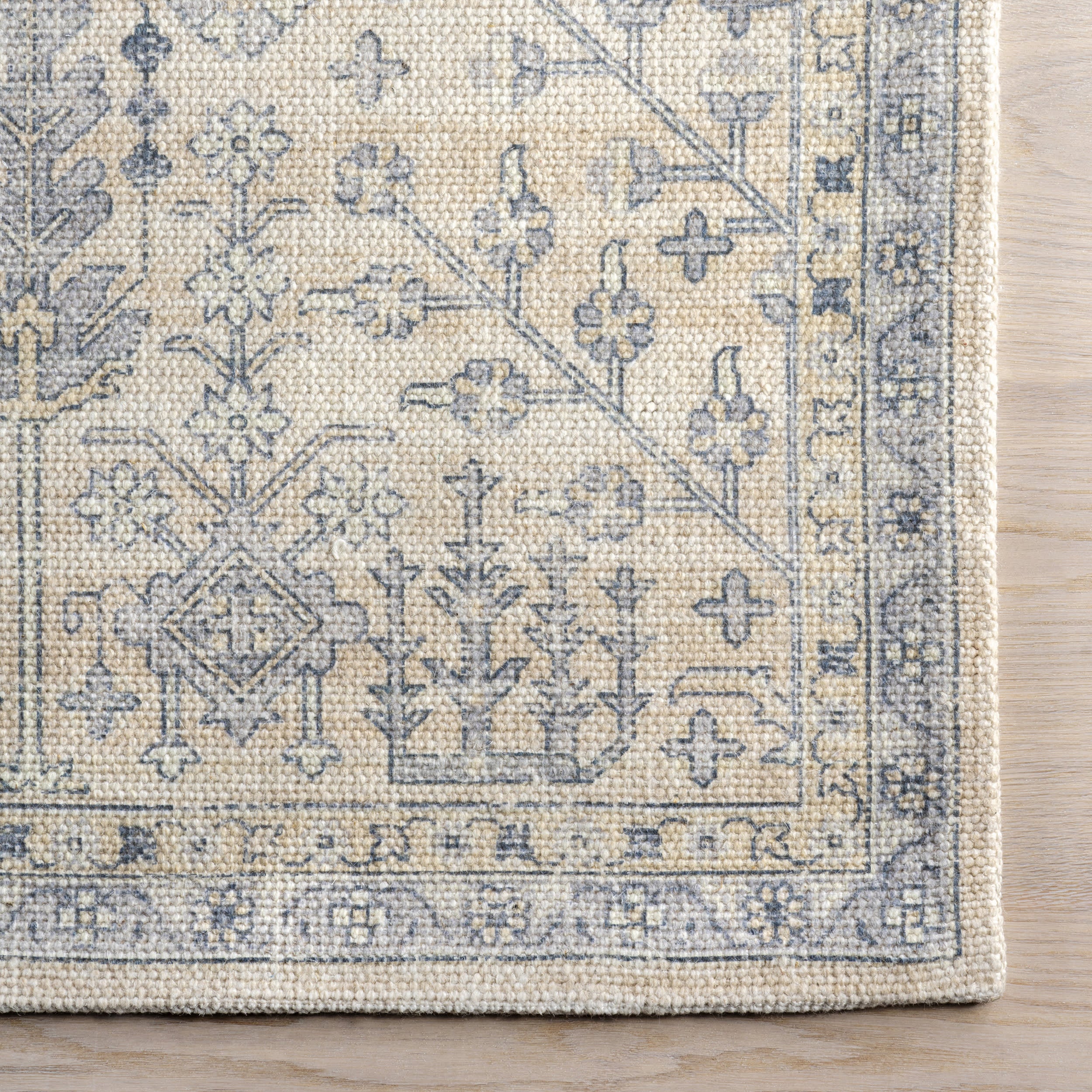 Flora Wool and Cotton Rug | Slate Blue - Image 4