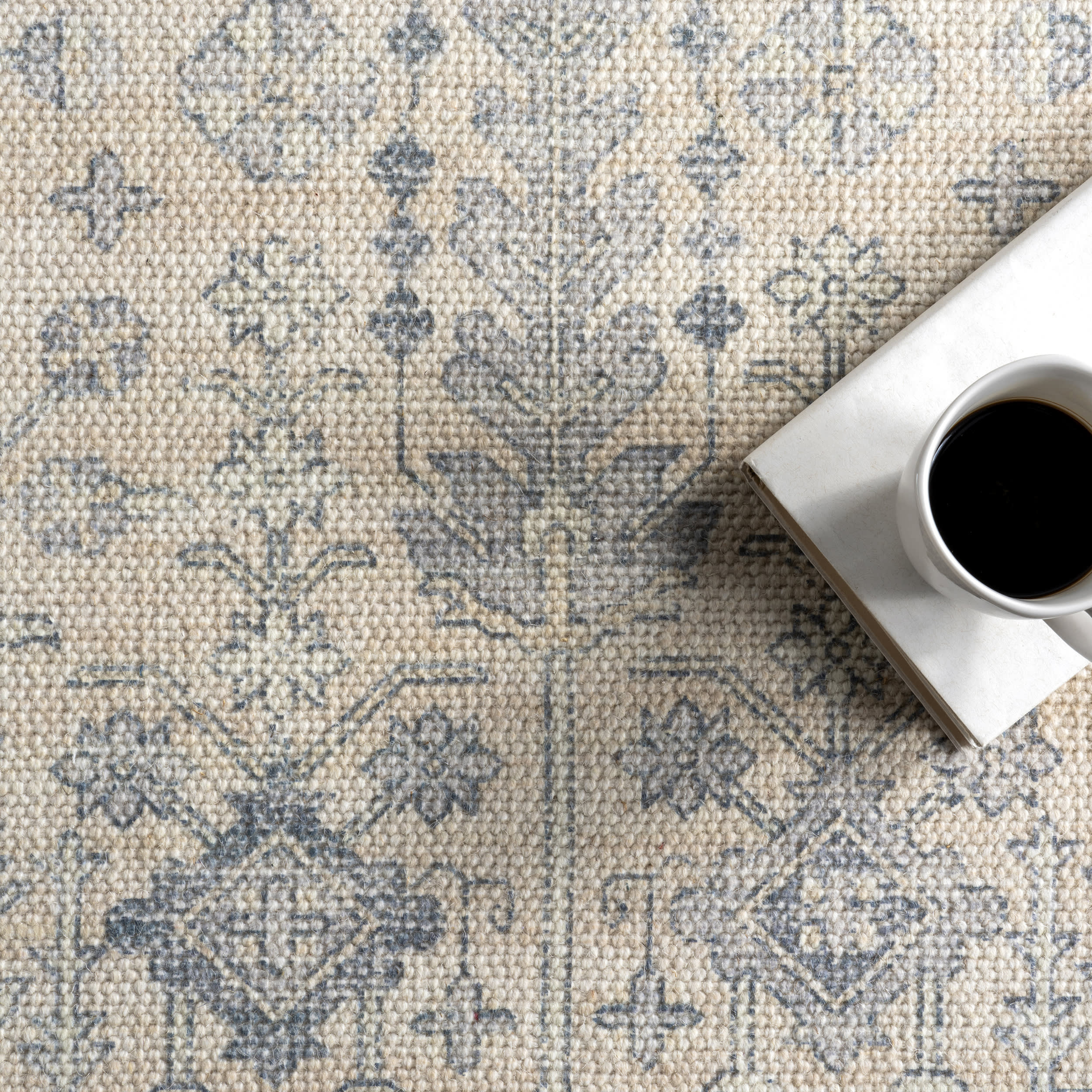 Flora Wool and Cotton Rug | Slate Blue - Image 7