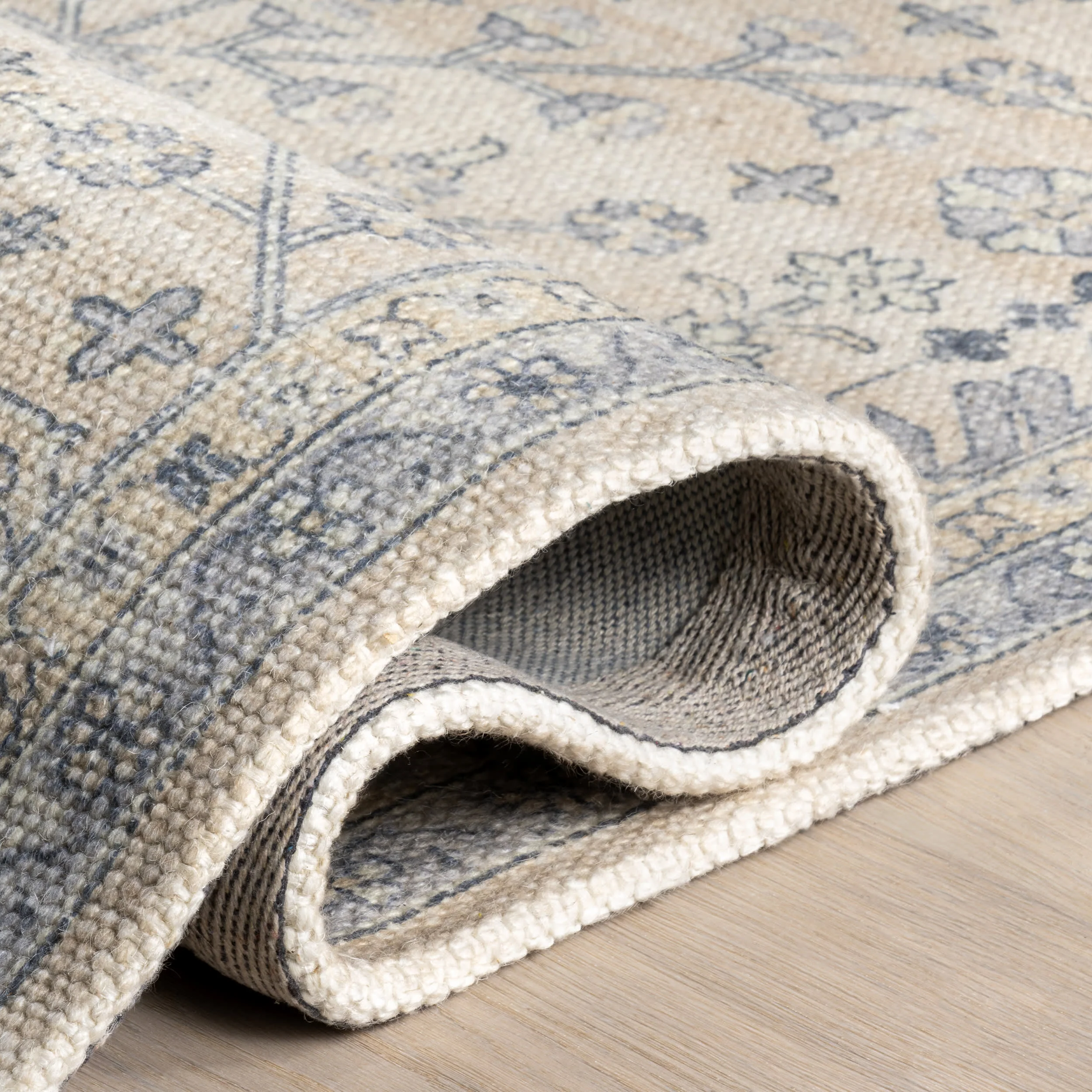 Flora Wool and Cotton Rug | Slate Blue - Image 8