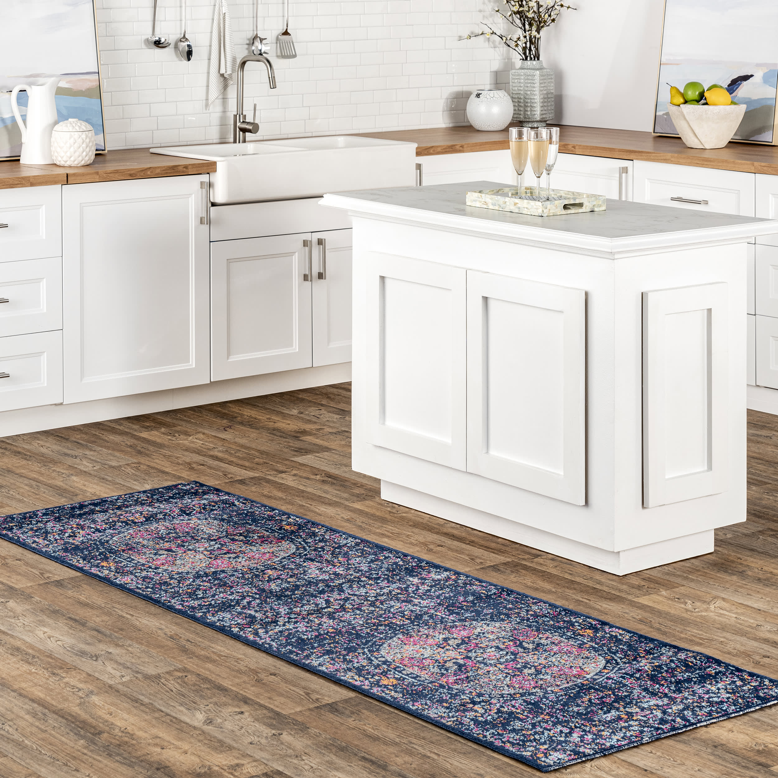 Floral Encompass Mandala Rug | Navy - Image 2