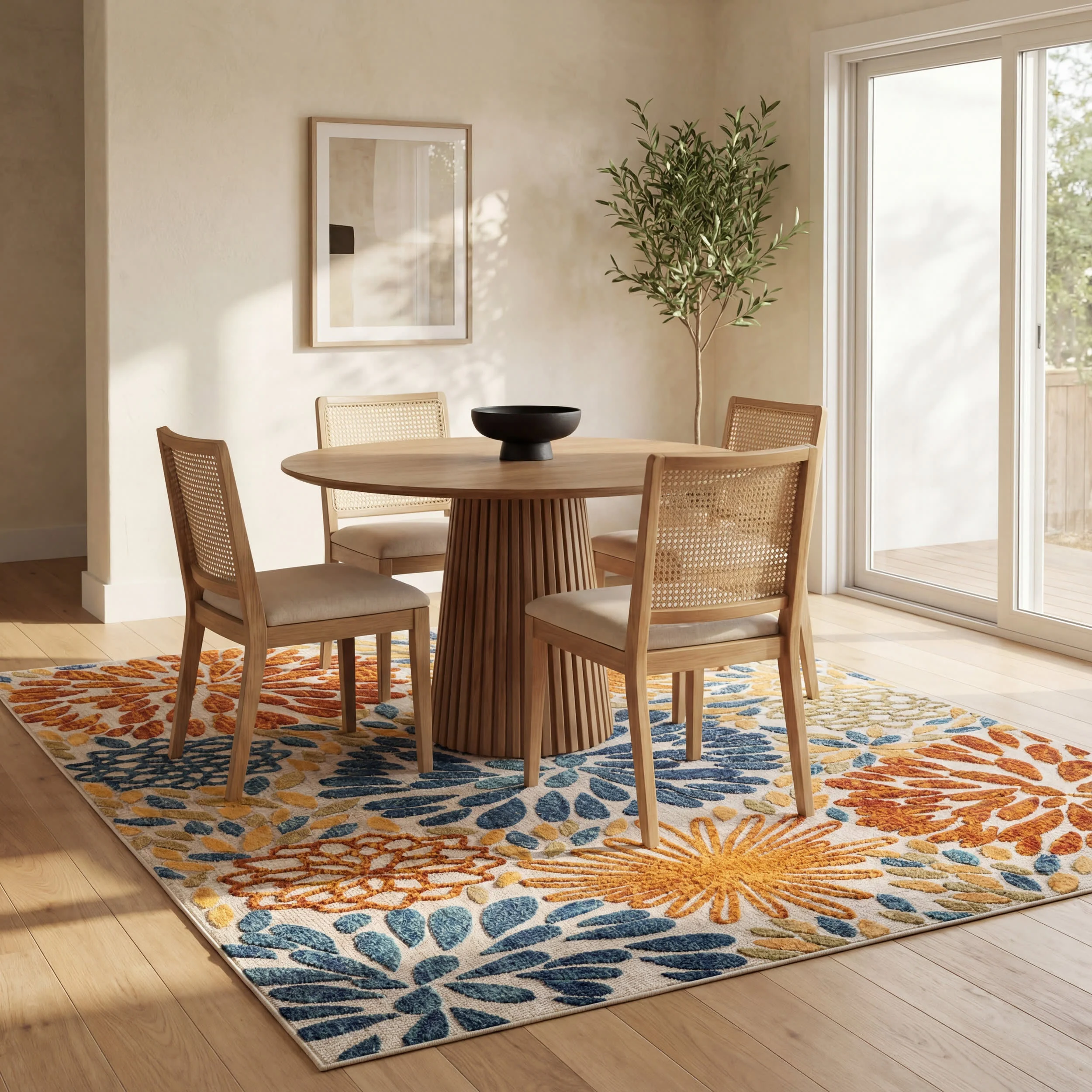 Floral Fireworks Indoor/Outdoor Rug | Blue - Image 6