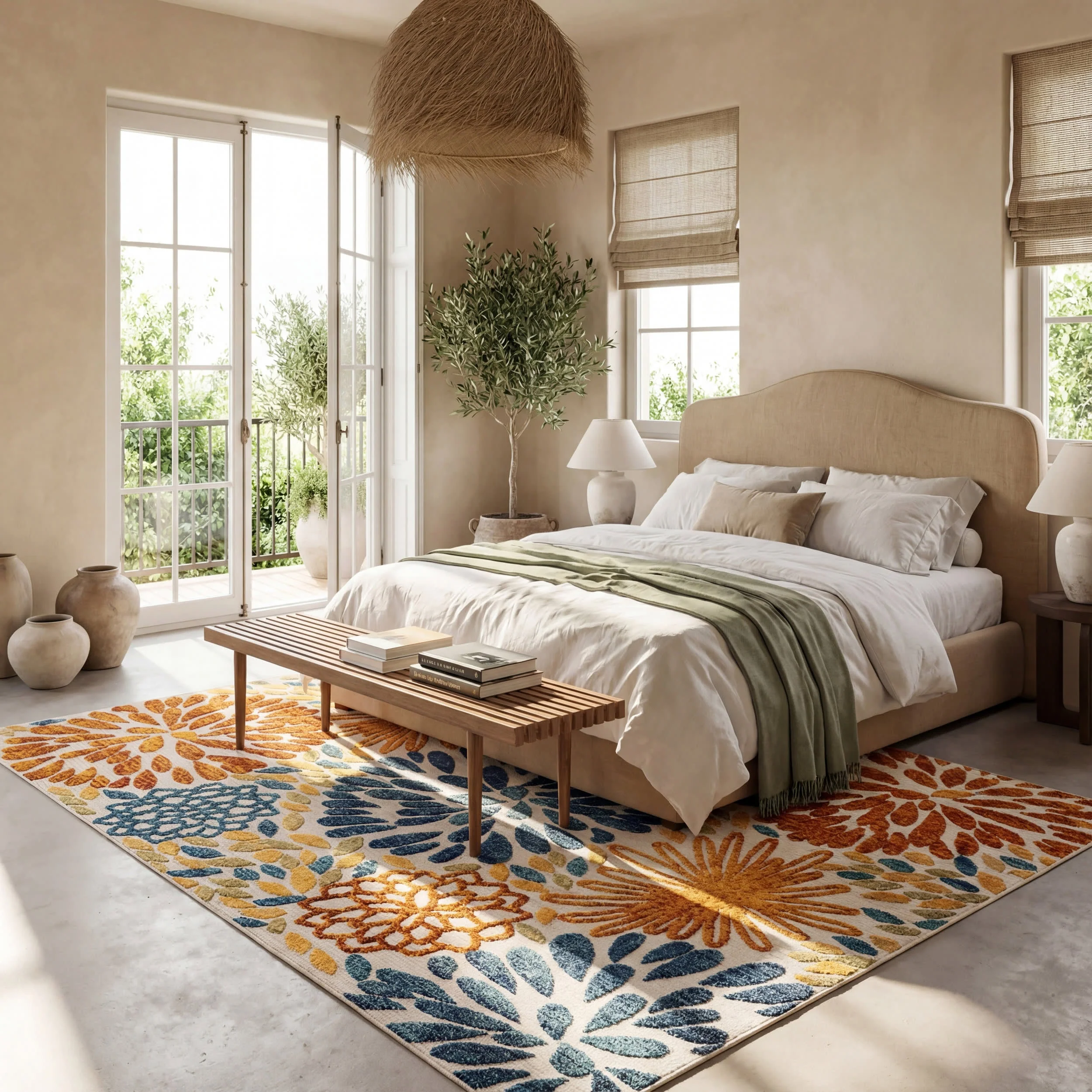 Floral Fireworks Indoor/Outdoor Rug | Blue - Image 8
