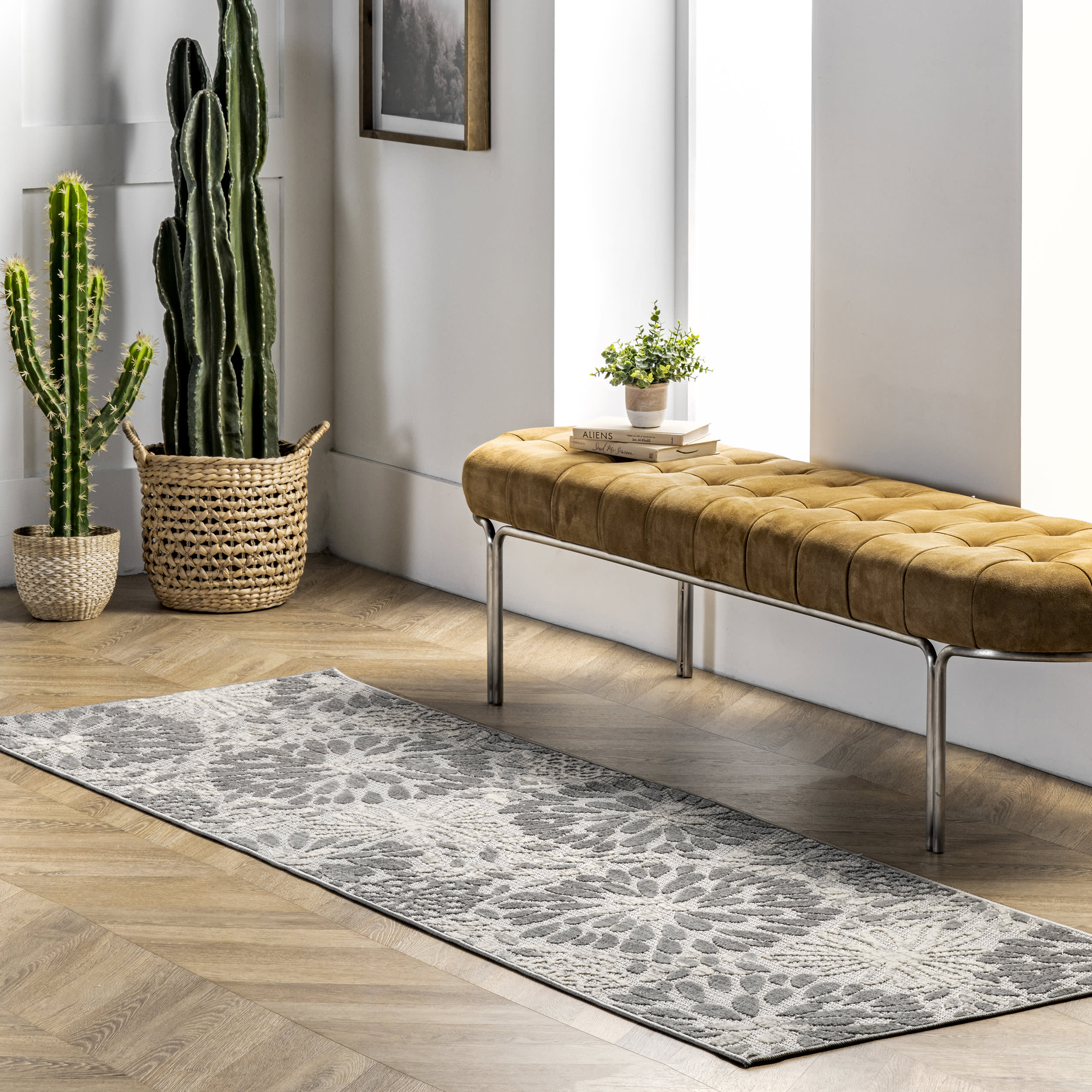 Floral Fireworks Indoor/Outdoor Rug | Light Grey - Image 2