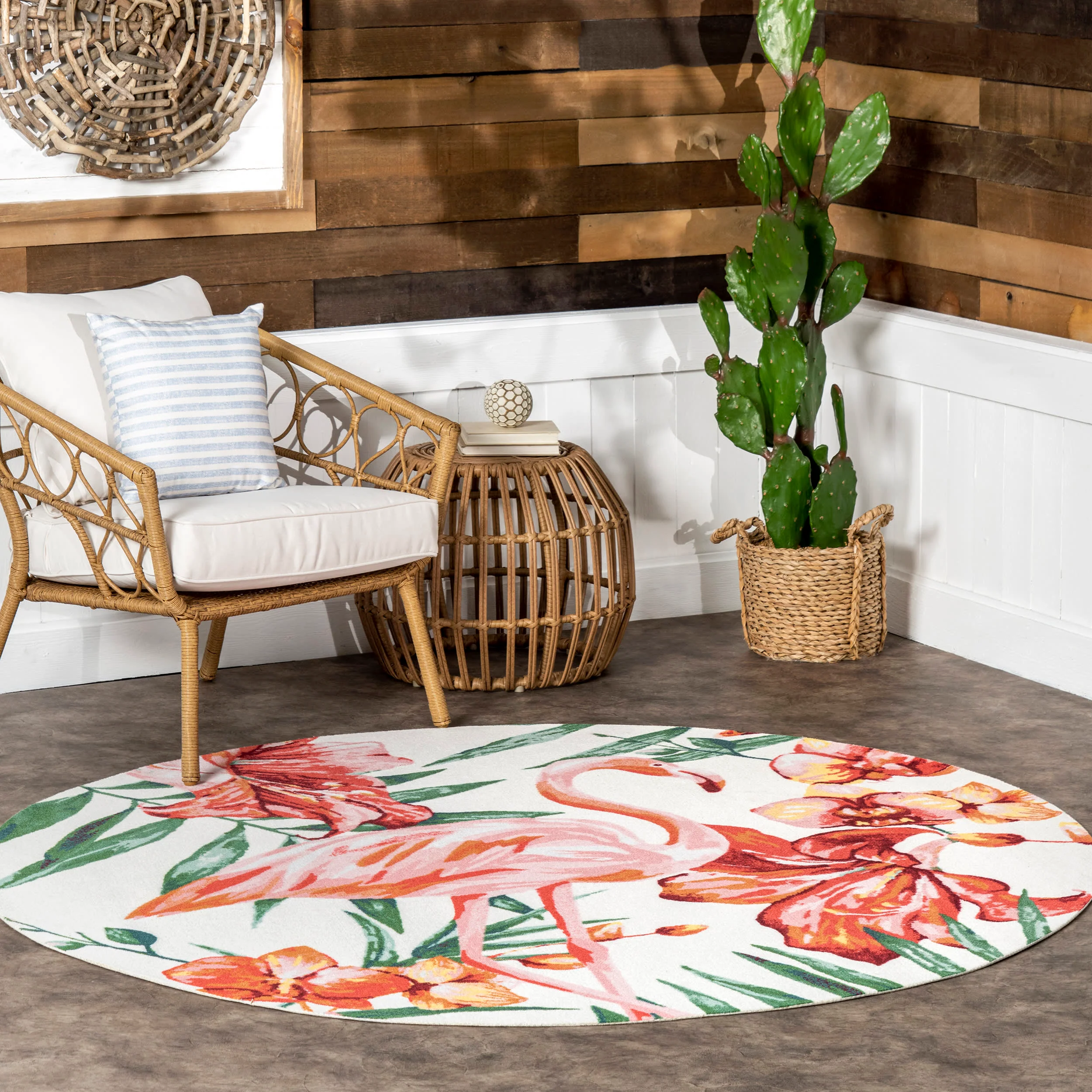 Floral Flamingo Indoor/Outdoor Rug | Multicolor - Image 2