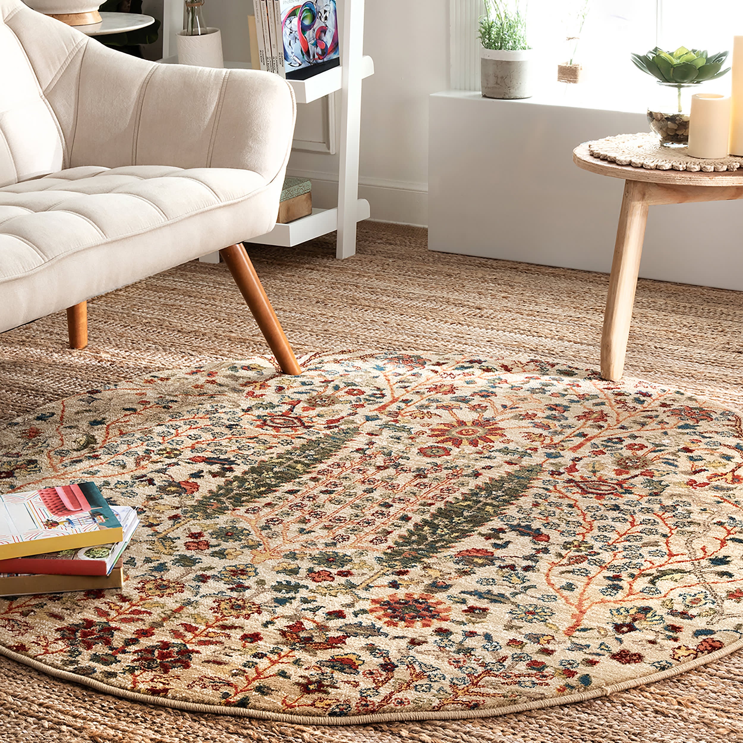 Floral Fringed Rug | Olive - Image 2