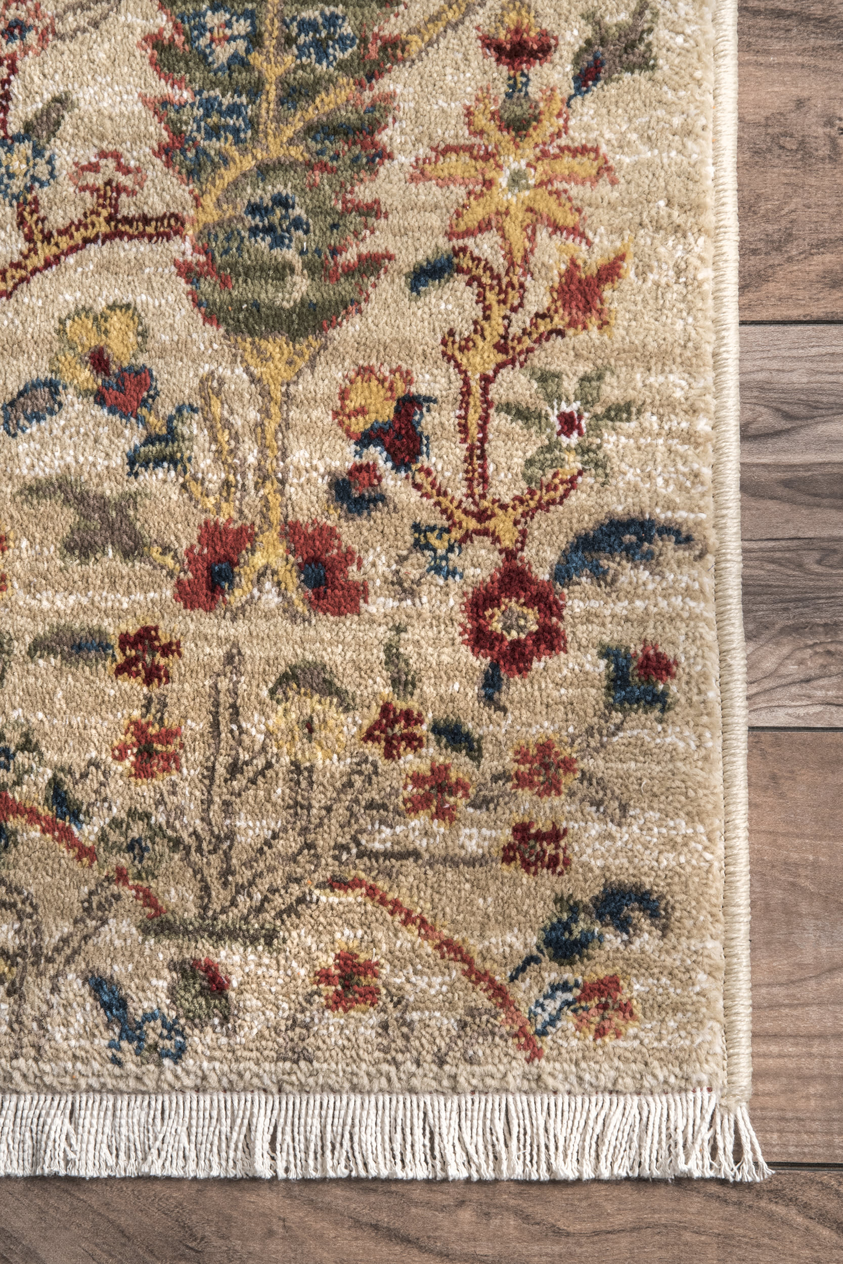 Floral Fringed Rug | Olive - Image 3