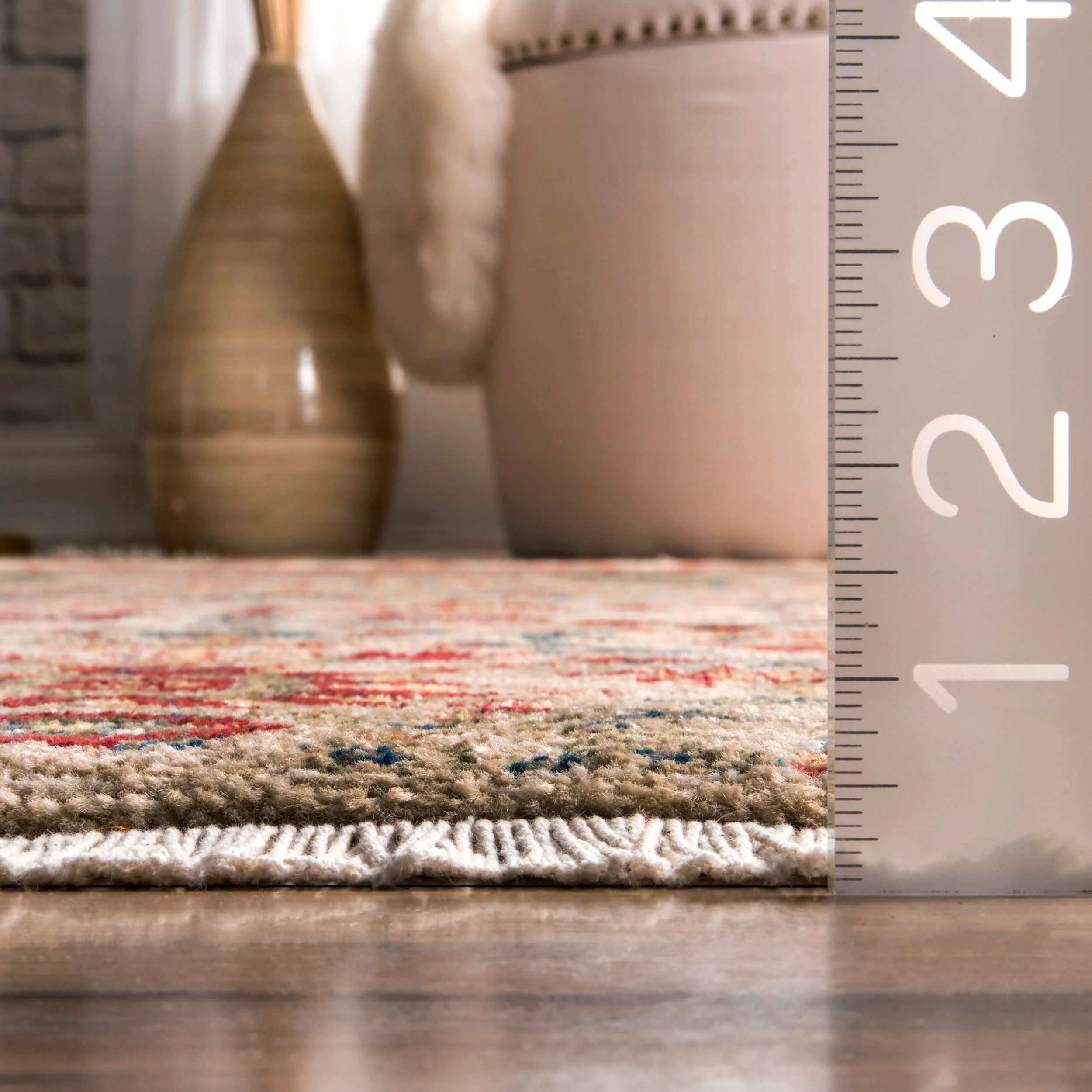 Floral Fringed Rug | Olive - Image 5