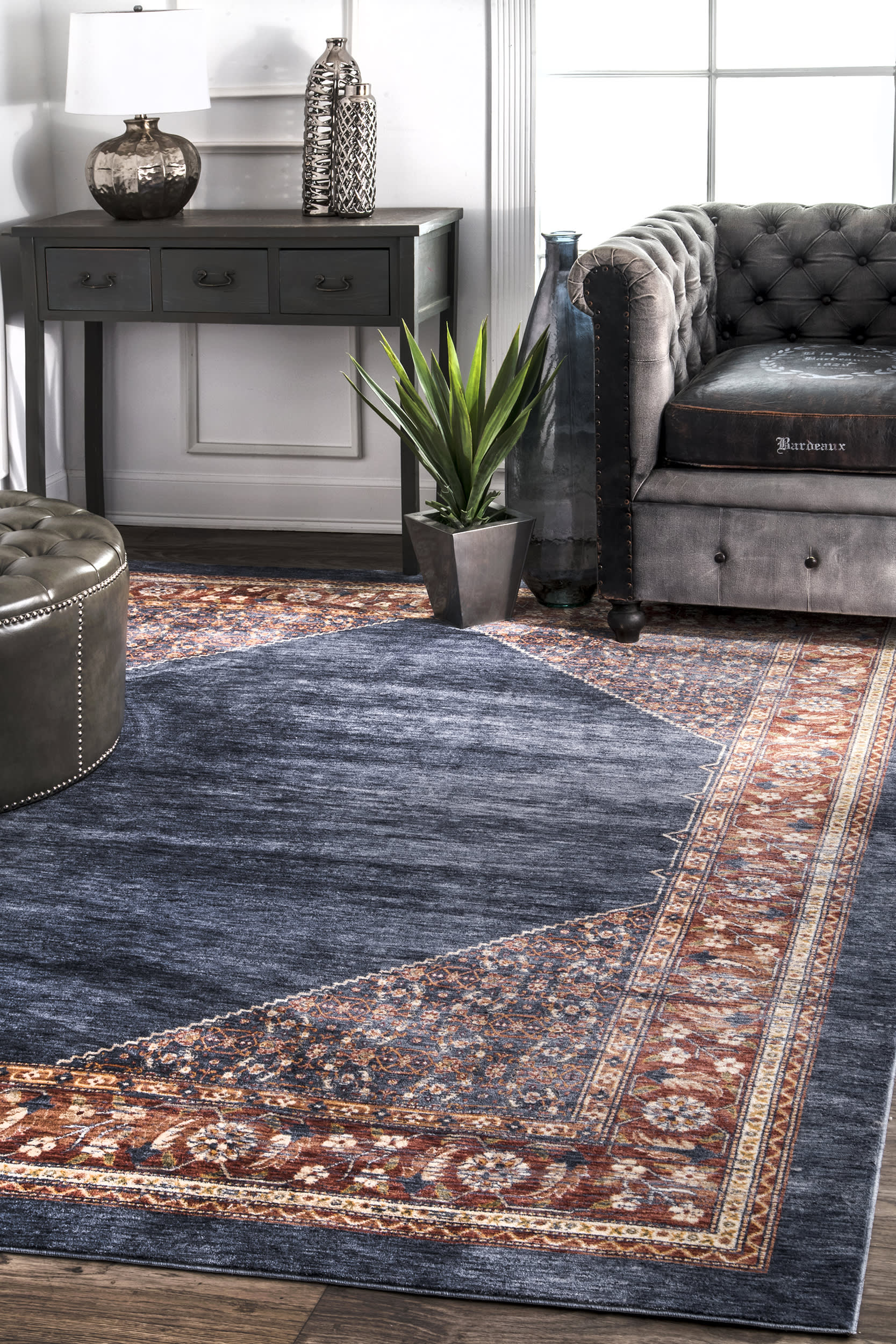 Floral Leisure Rug | Navy - Image 2