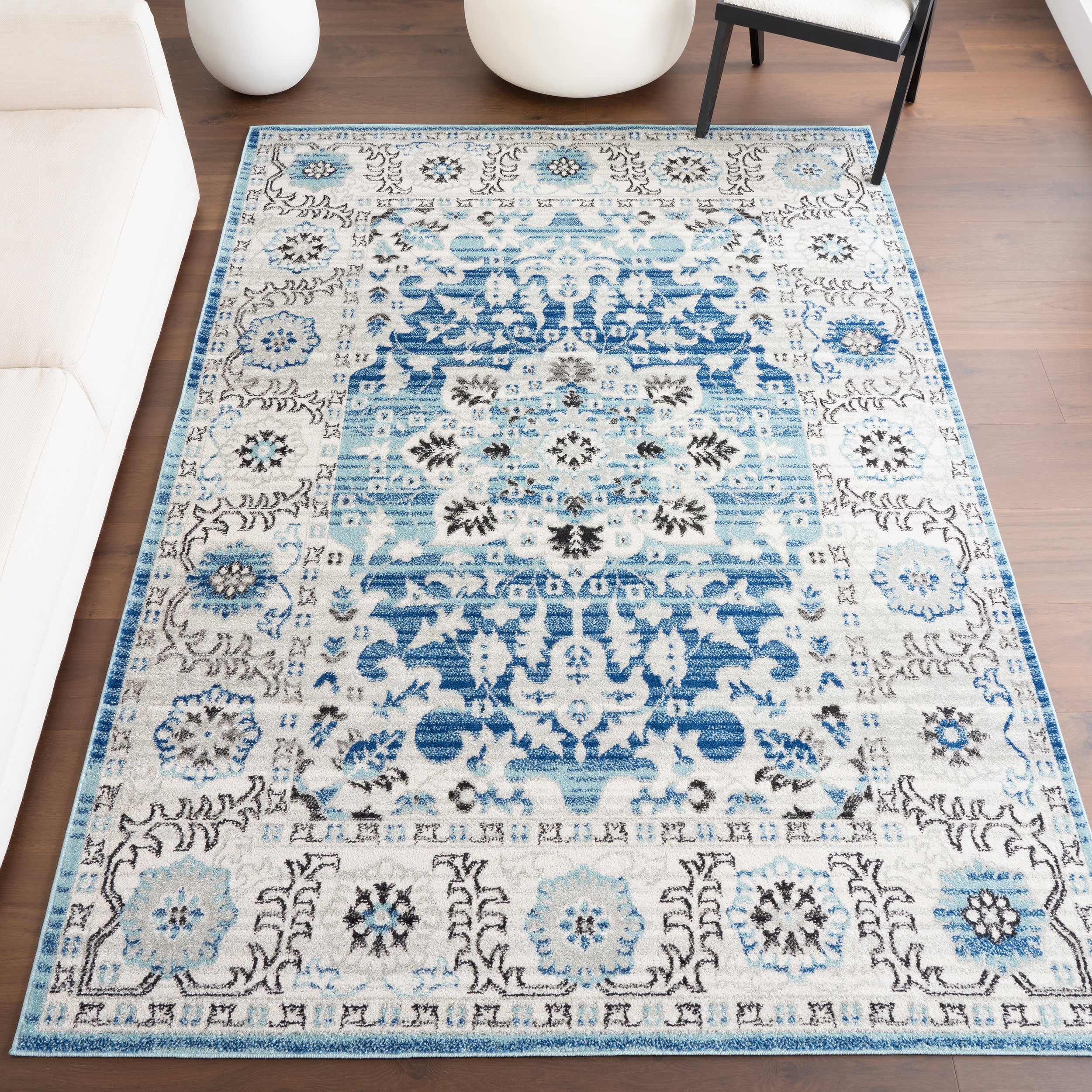 Floral Medallion Rug | Aqua - Image 2
